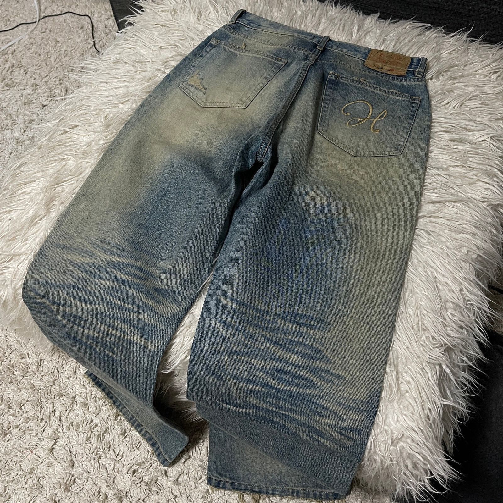 If Six Was Nine × Japanese Brand × Vintage Vintage Faded Wash Distressed Wideleg Baggy Denim Jeans Blue Size US 31 - 13 Thumbnail