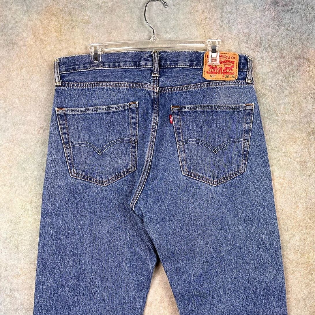 Levi's × Vintage Vintage Levis 505 Denim Jeans 36x30 Dark Wash Straight Leg Size US 36 / EU 52 - 3 Thumbnail