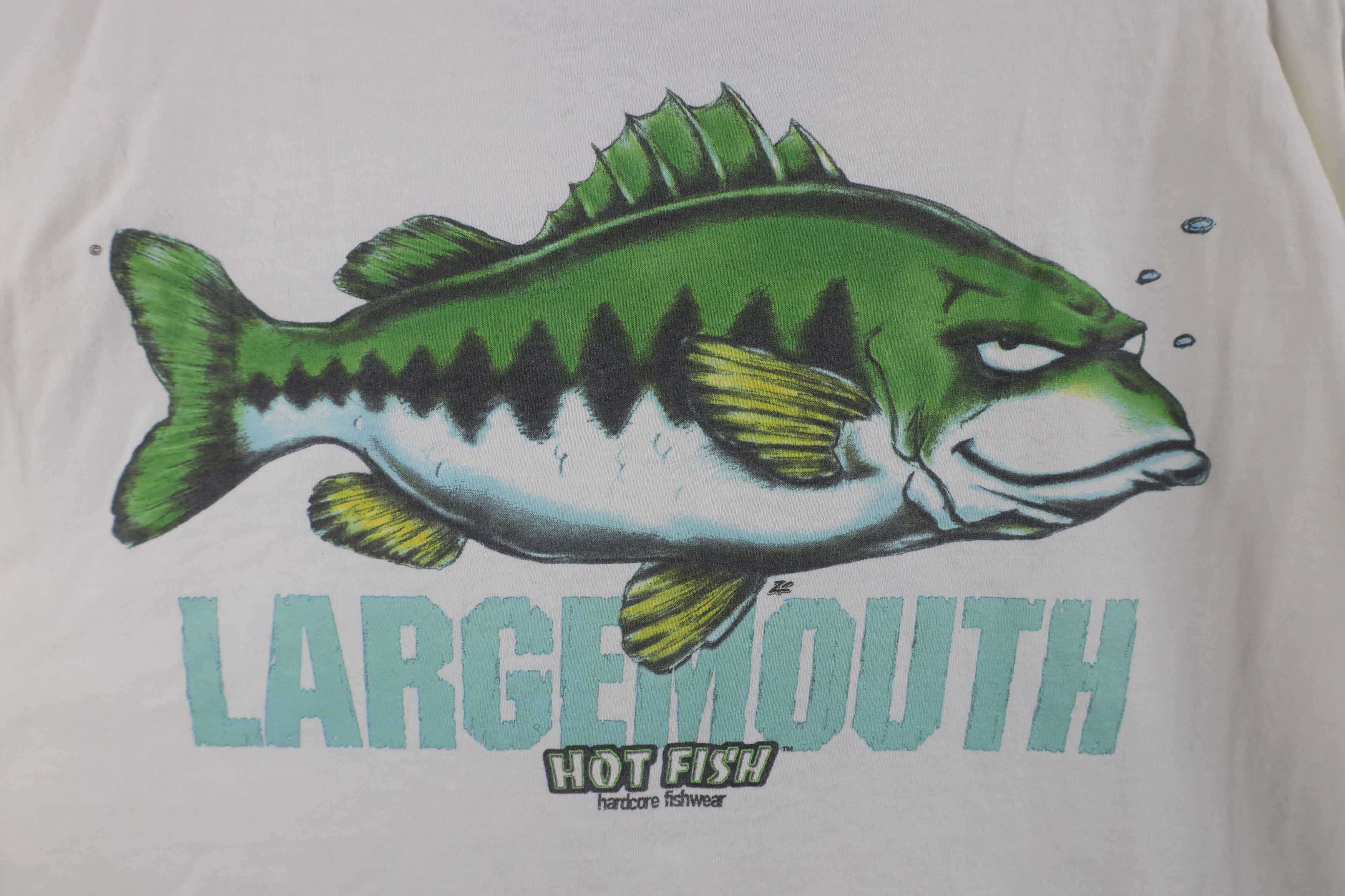 Vintage Vintage 90s Y2K Streetwear Hot Fish Largemouth Bass T-Shirt Size US XL / EU 56 / 4 - 8 Thumbnail