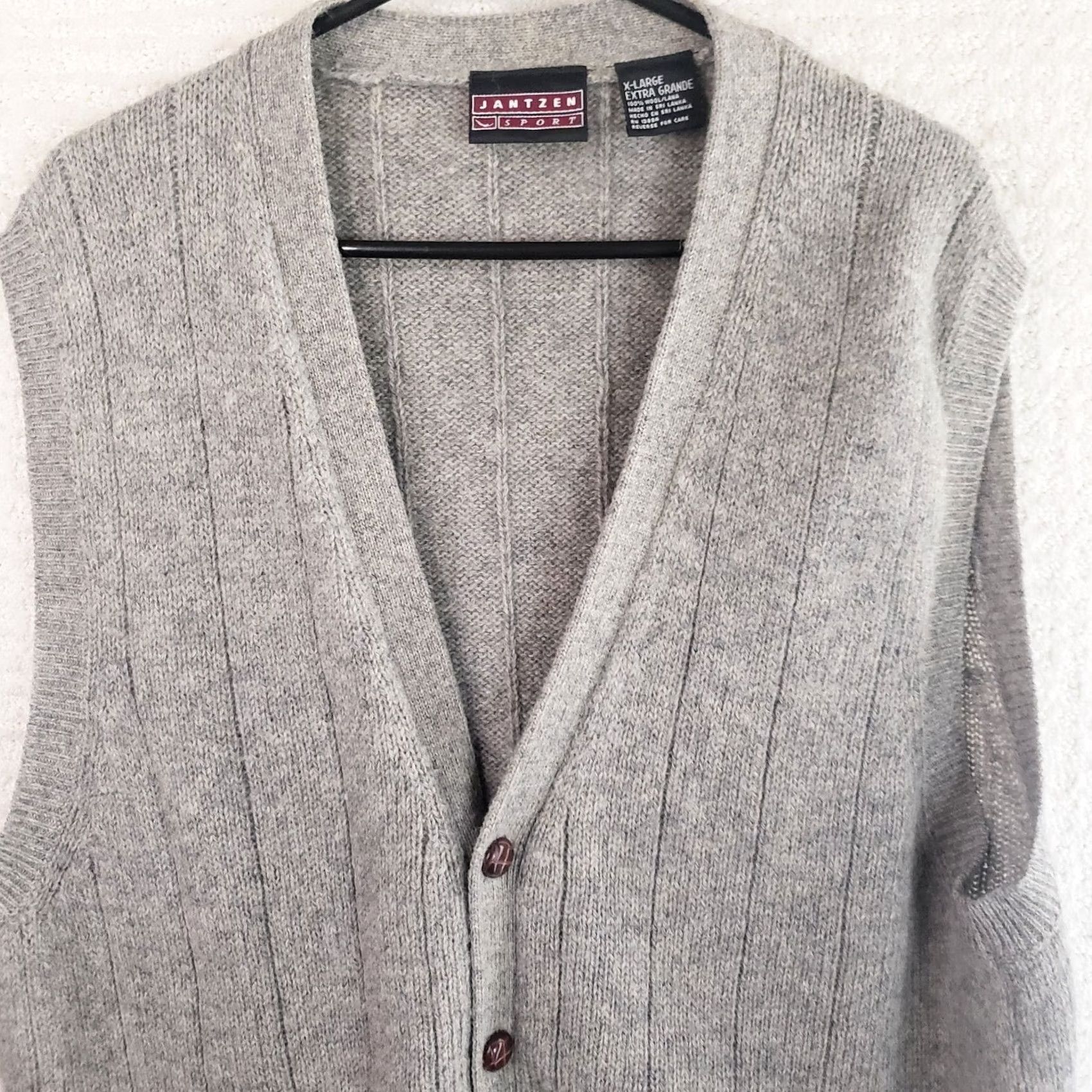 Jantzen VINTAGE Jantzen Sport Sweater Vest Gray Wool Knit Button Up Size XL USA Made Men Size US XL / EU 56 / 4 - 4 Thumbnail