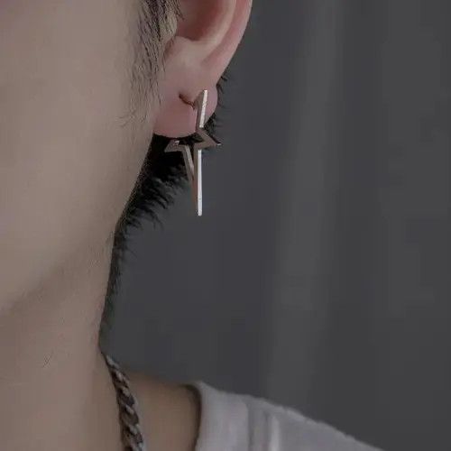 Other 925 Silver Plated Pentagram Star Stud Earrings for Men Women Size ONE SIZE - 3 Thumbnail