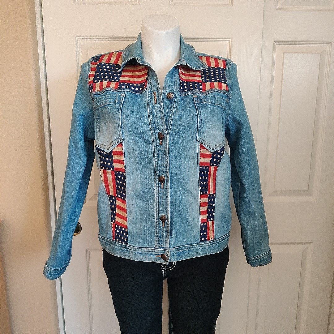 Vintage Vintage High Sierra stars & stripes flag denim jacket sz XL Size XL / US 12-14 / IT 48-50 - 1 Thumbnail
