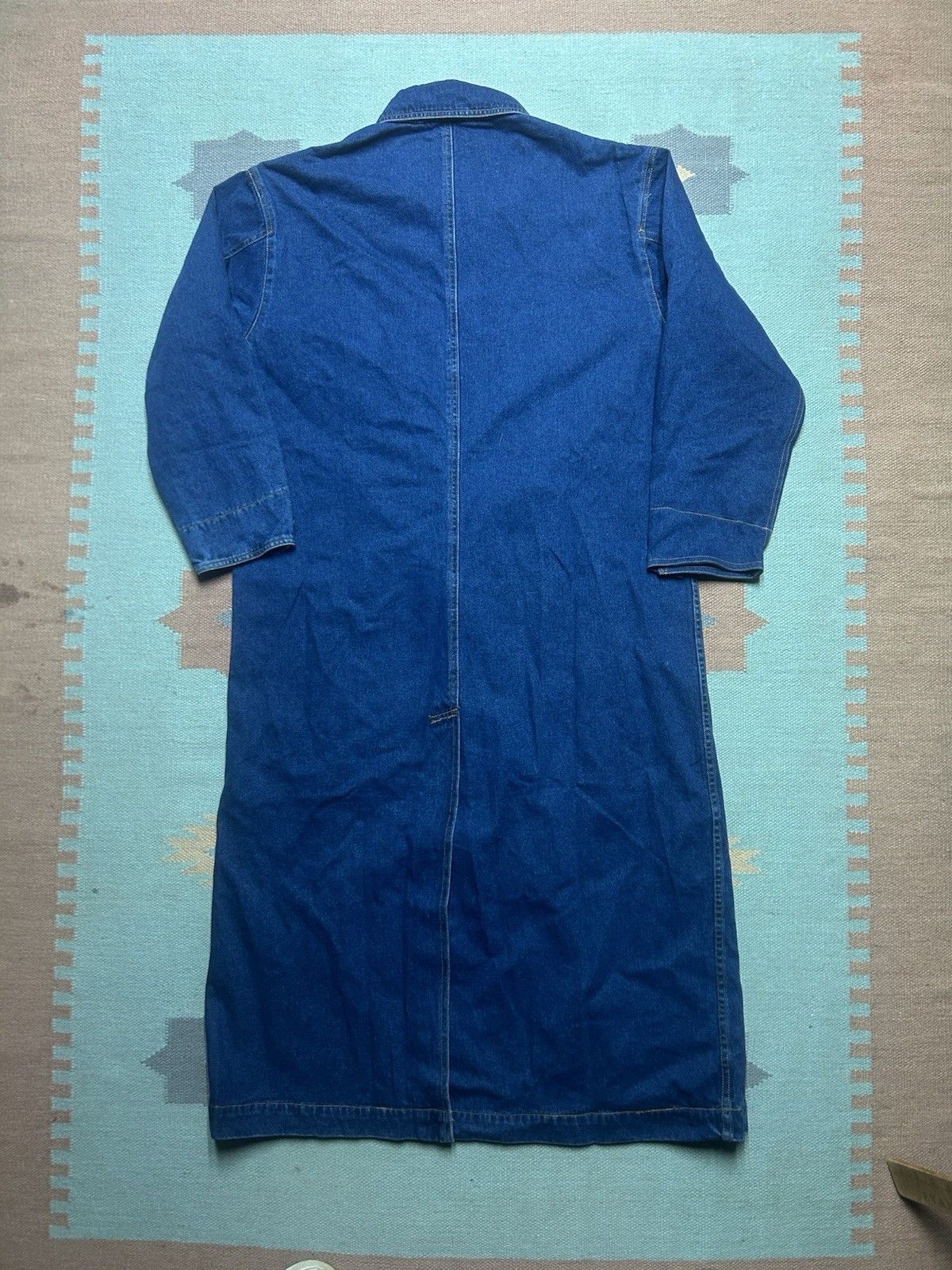 Vintage Vtg Long Denim Duster Trench Coat Jacket Western Boho Stea 8 Size 36" / US 14 / IT 50 - 8 Thumbnail