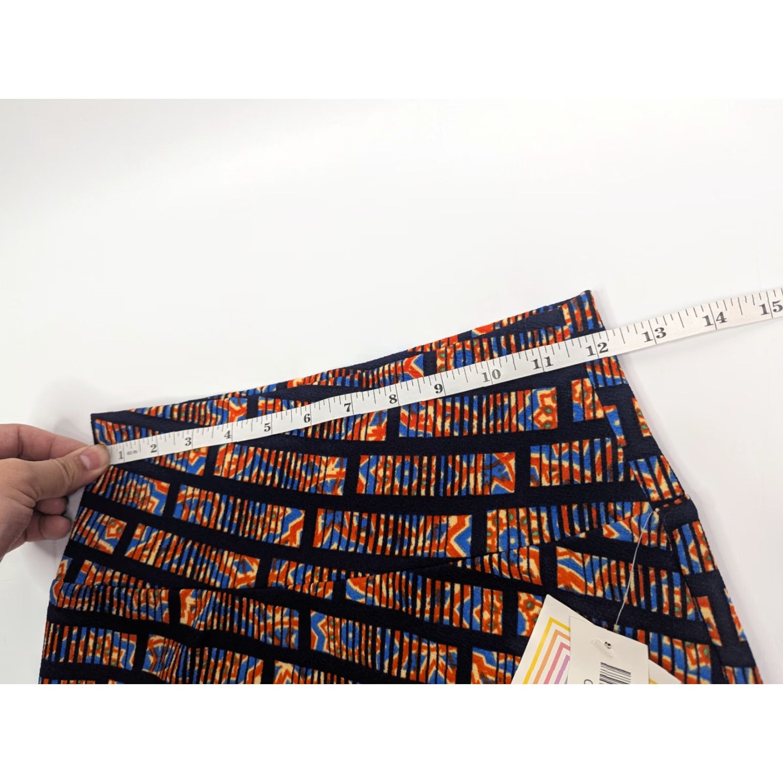 Vintage NWT LuLaRoe Cassie Pull-On Midi Skirt XS Orange Geometric Print Rectangle Aztec Size 26" / US 2 / IT 38 - 4 Thumbnail