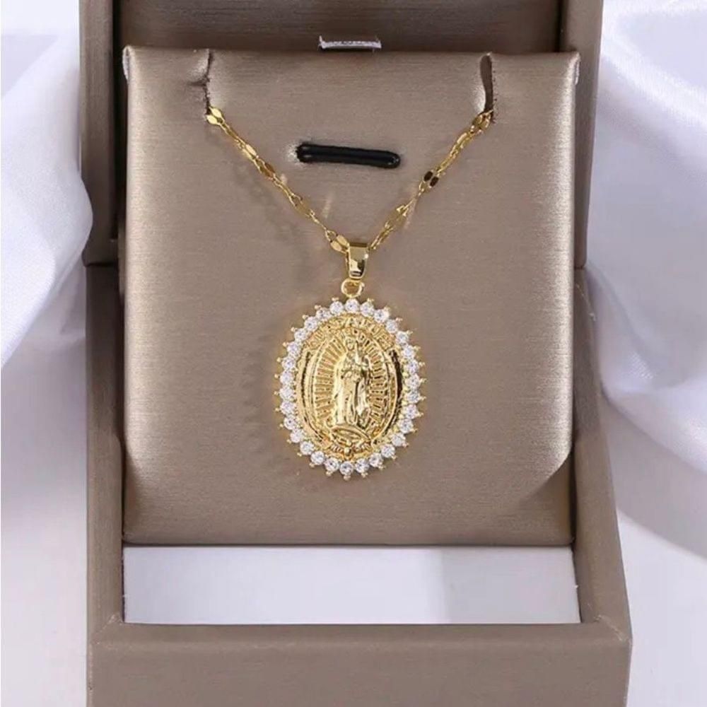 Other Virgin Mary Pendant Gold Necklace Womens Lady Of Guadalupe Size ONE SIZE - 4 Thumbnail