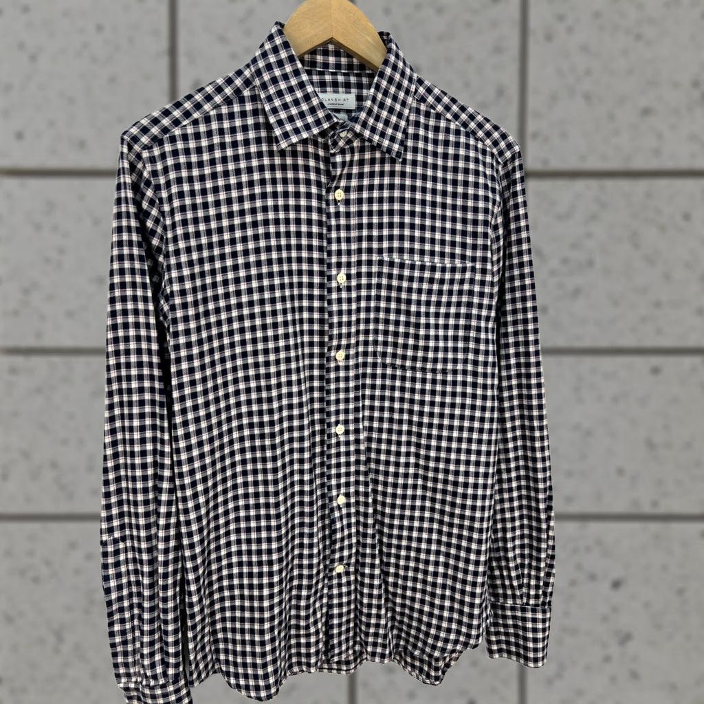 Glanshirt Glanshirt Dress Shirt Multicolor Check 100% Cotton Italy 38/15 Long Sleeve Button Collar Men's Size 38R - 1 Thumbnail