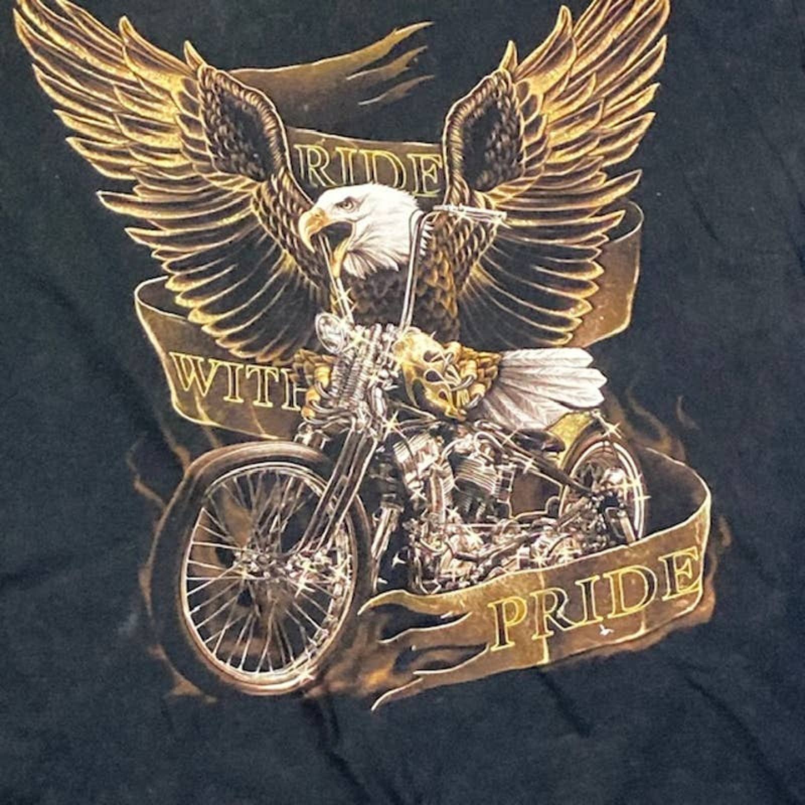 Other Rock Eagle Ride With Pride Short Sleeve Graphic Tshirt Black Size US XL / EU 56 / 4 - 3 Thumbnail