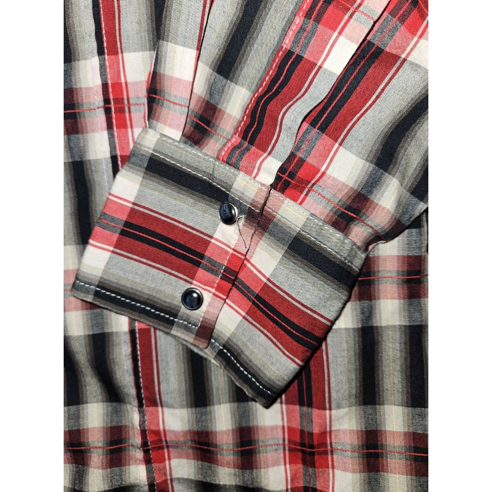 Wrangler Wrangler Shirt Mens Large Red Plaid Pearl Snap Pockets Western Cowboy Button-Up Regular Fit Cap Collared Long Sleeve Size US L / EU 52-54 / 3 - 5 Thumbnail