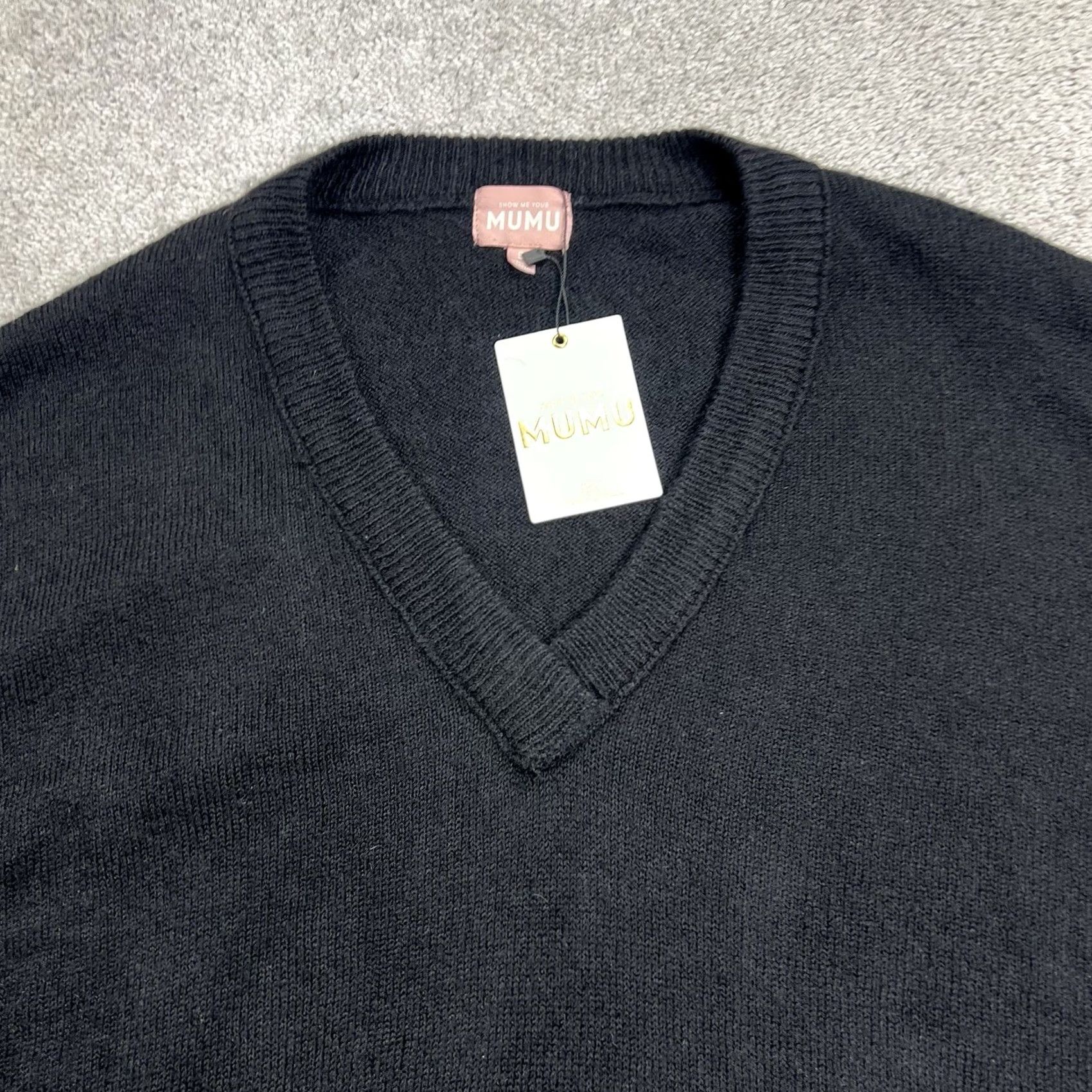 Show Me Your MuMu Show Me Your Mumu Sweater Women’s Small Black Ozzy Oversized V-Neck Pullover NWT Size S / US 4 / IT 40 - 3 Thumbnail