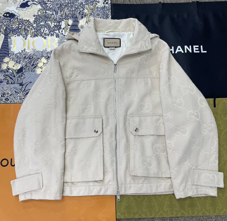 Gucci Gucci BeigeLogo Hooded Jacket Size US M / EU 48-50 / 2 - 1 Thumbnail