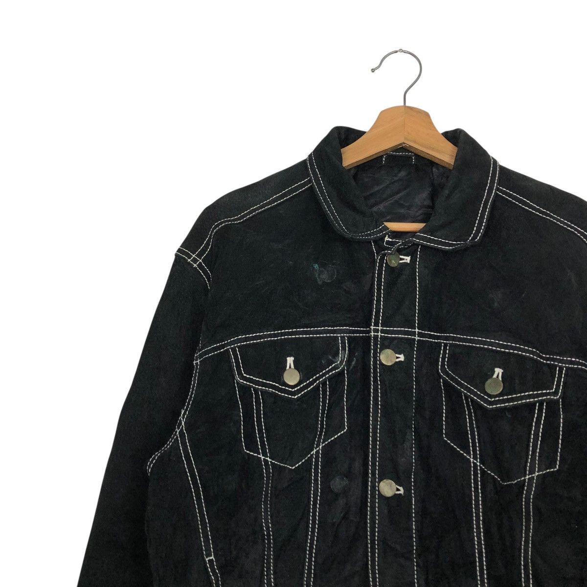 Japanese Brand 🔥VINTAGE TRUCKER BIKER LEATHER JACKET UNBRANDED ISSEY MIYAKE Size US M / EU 48-50 / 2 - 9 Thumbnail