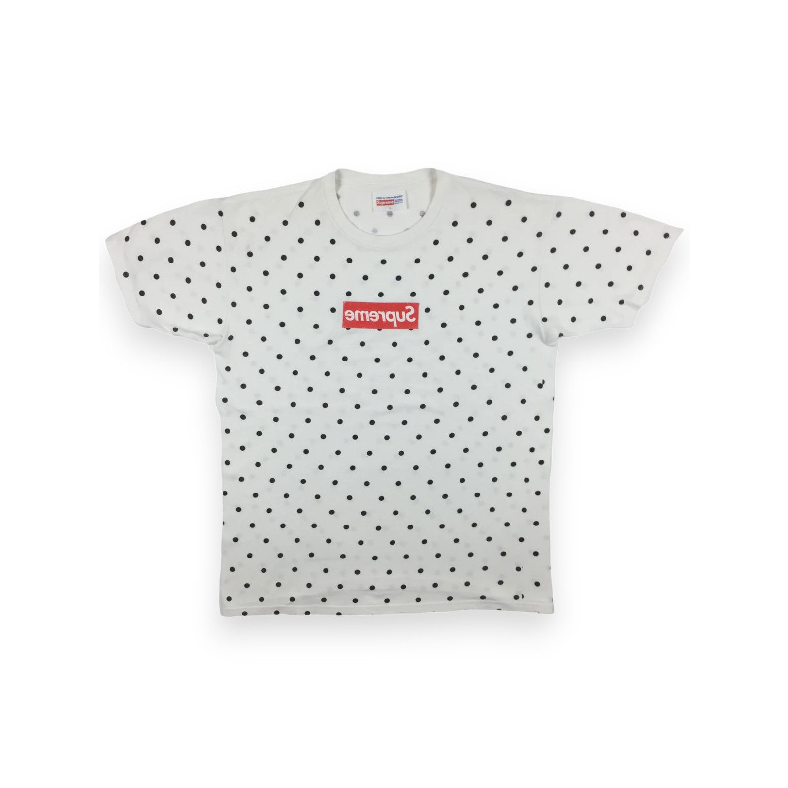 Supreme 2012 Supreme x CDG Polka Dot White Box Logo Tee Size US L / EU 52-54 / 3 - 2 Thumbnail