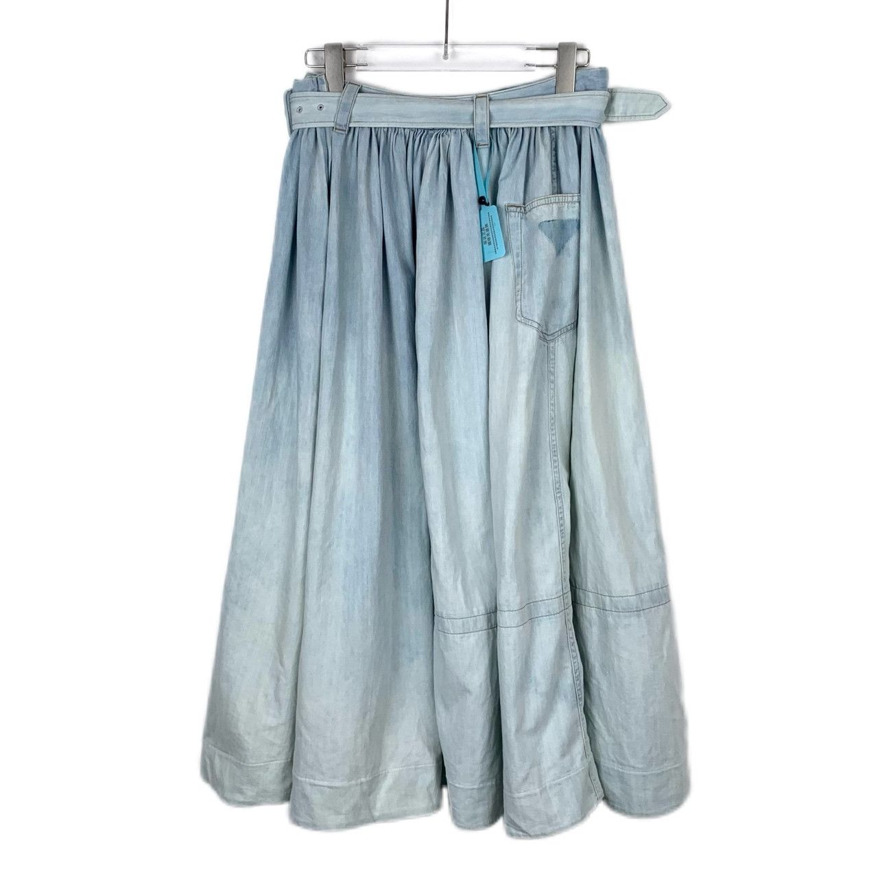 Prada Prada Logo Print Distressed Blue Gradient Cotton Maxi Dress Size 27" / US 4 / IT 40 - 2 Thumbnail