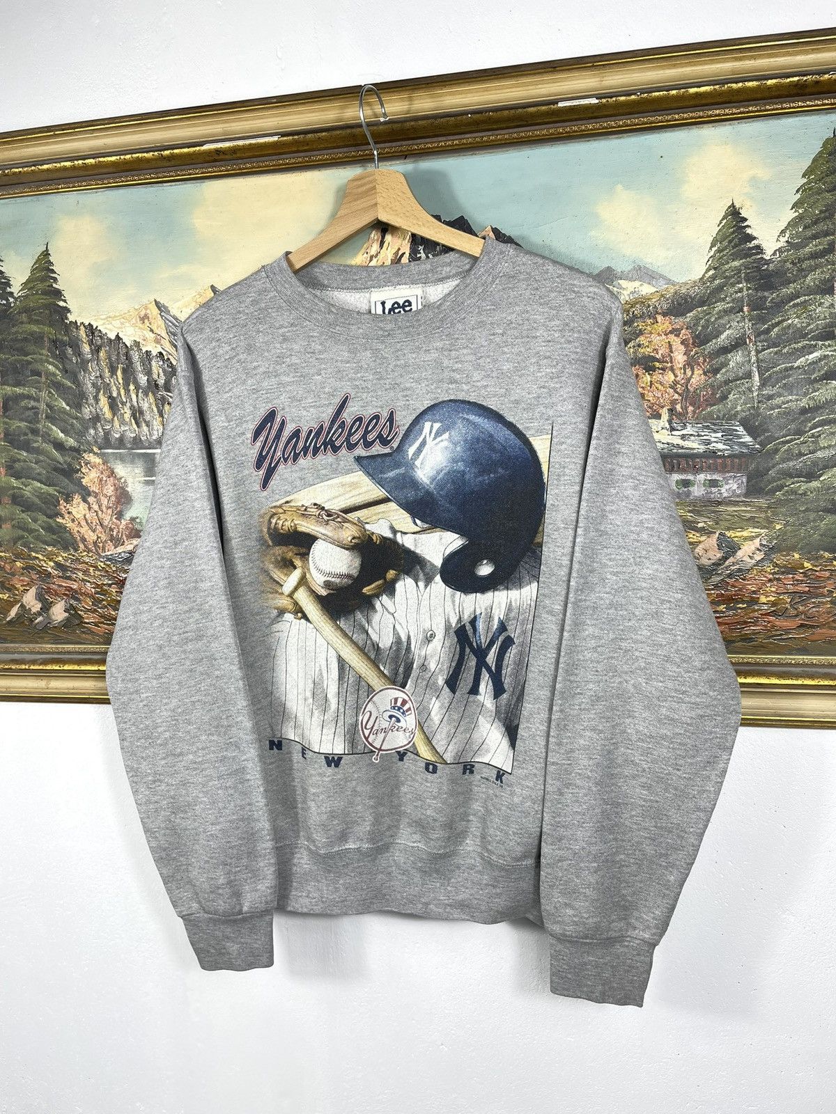 New York Yankees × Vintage New York Yankees Retro Lee Crewneck Nutmeg MLB Baseball Size US S / EU 44-46 / 1 - 2 Thumbnail