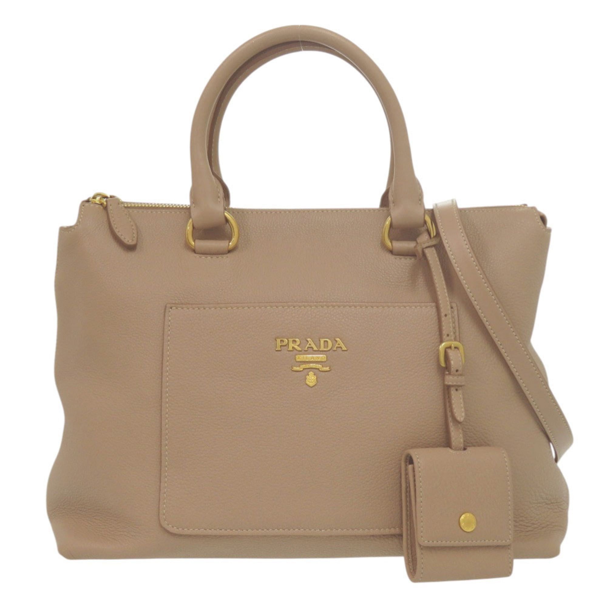 Prada Excellent condition Prada 2-way handbag 1BA063 gold hardware leather cameo CAMMEO beige shoulder bag 0518PRADA Size ONE SIZE - 1 Thumbnail