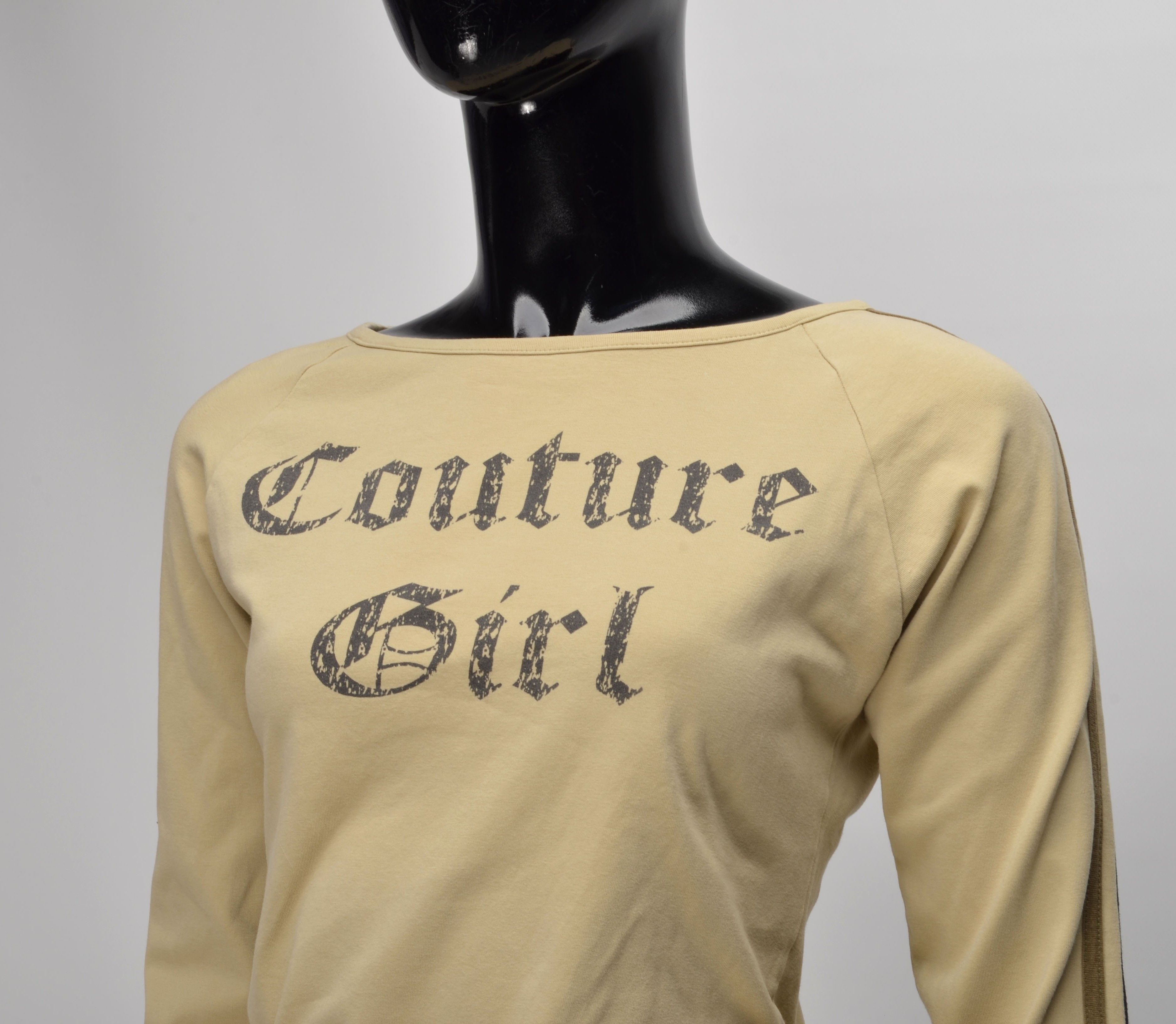 Other Vintage Island Girl "Couture Girl" Beige Y2K Long Sleeve Top Size M / US 6-8 / IT 42-44 - 2 Thumbnail