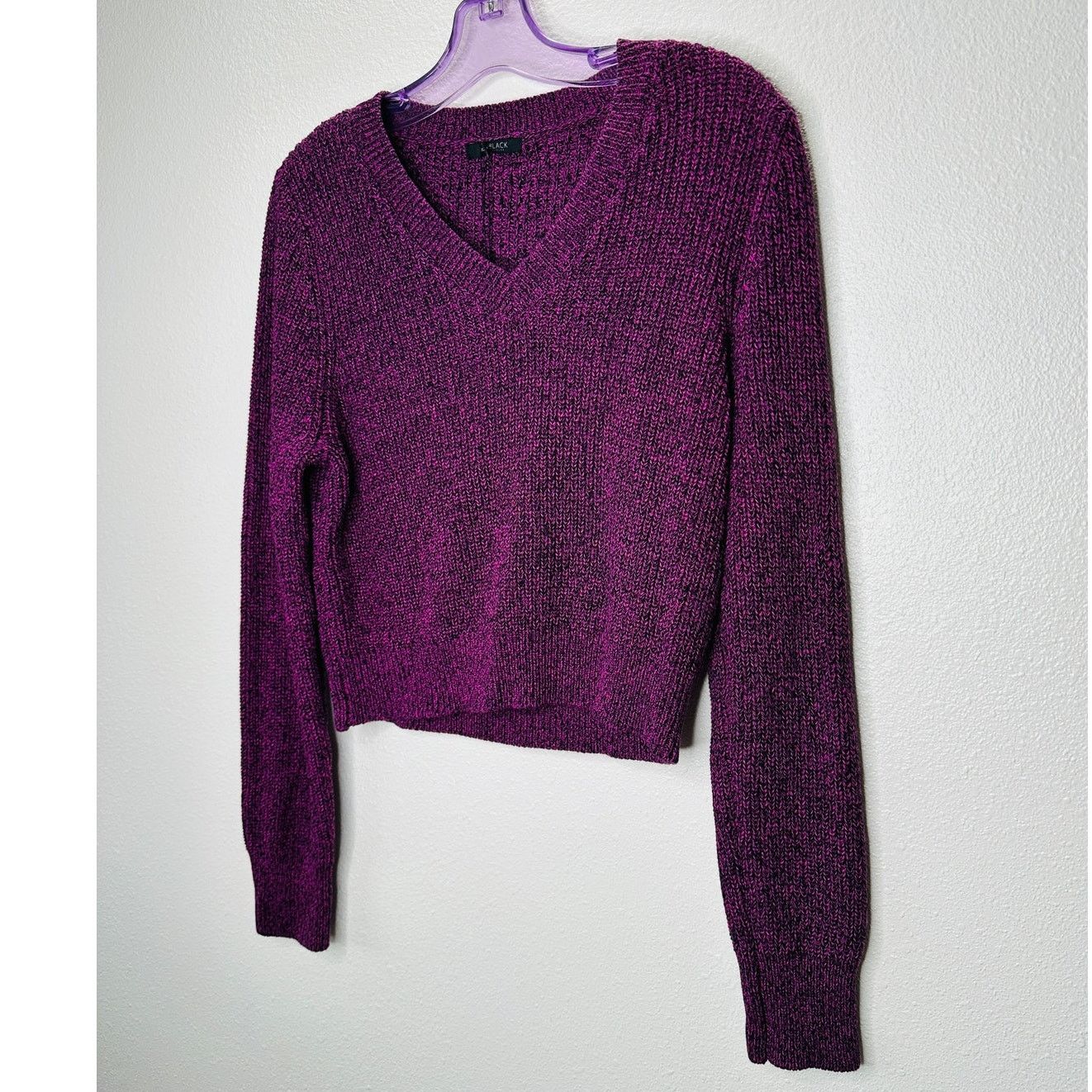 Other NWT Bobiblack Black Berry Marled VNeck Long Sleeve Sweater S Size S / US 4 / IT 40 - 3 Thumbnail