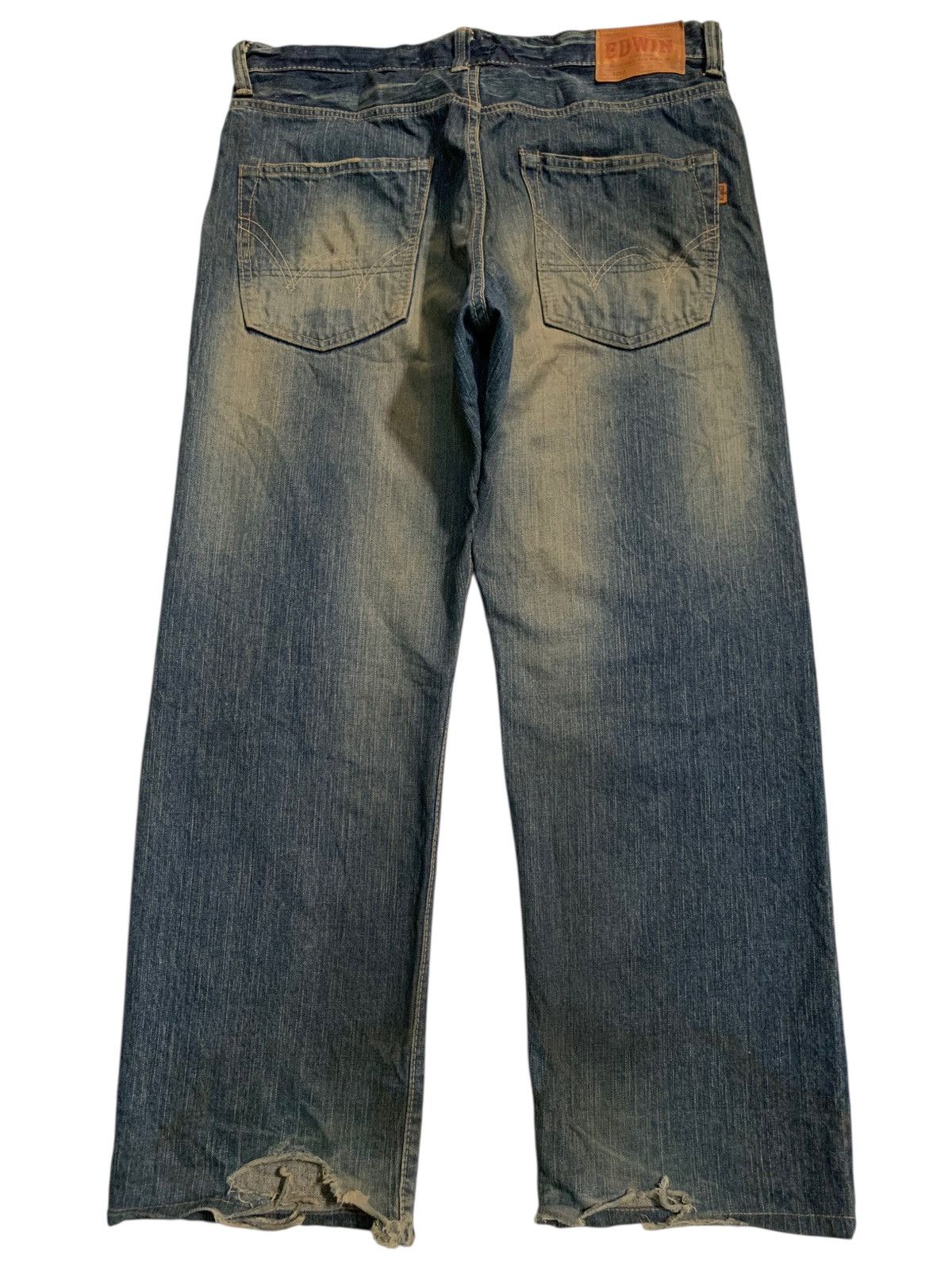 Kapital VINTAGE EDWIN 505Z BAGGY SELVEDGE RUSTY DISTRESSED DENIM Size US 35 - 2 Thumbnail