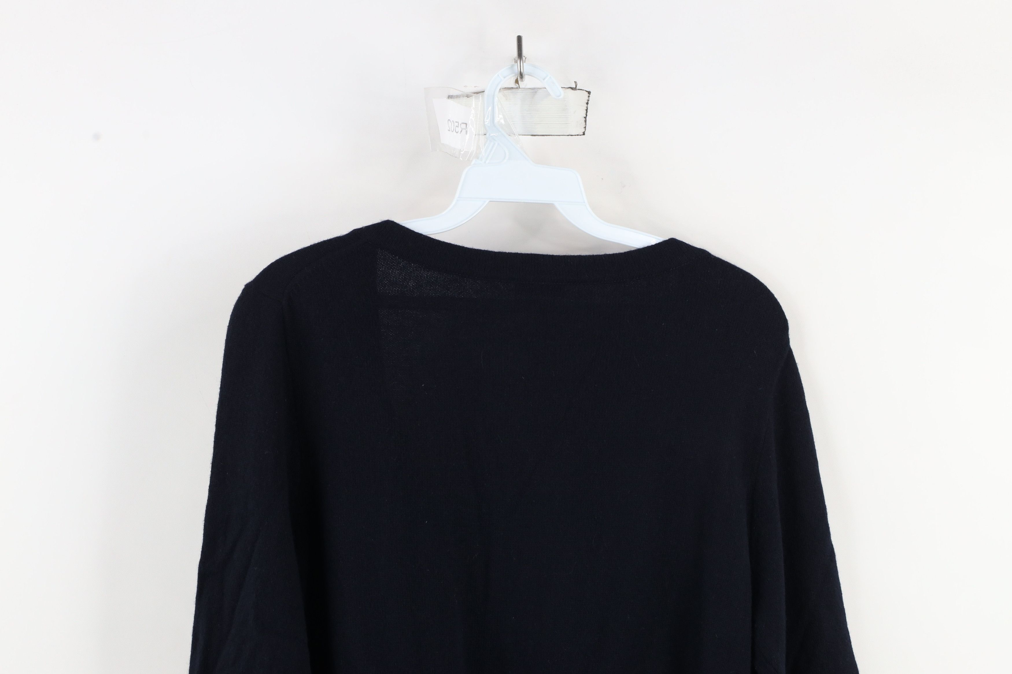 J.Crew × Vintage Vintage J Crew Cashmere Knit Tie Front Cardigan Sweater Navy Size L / US 10 / IT 46 - 10 Thumbnail