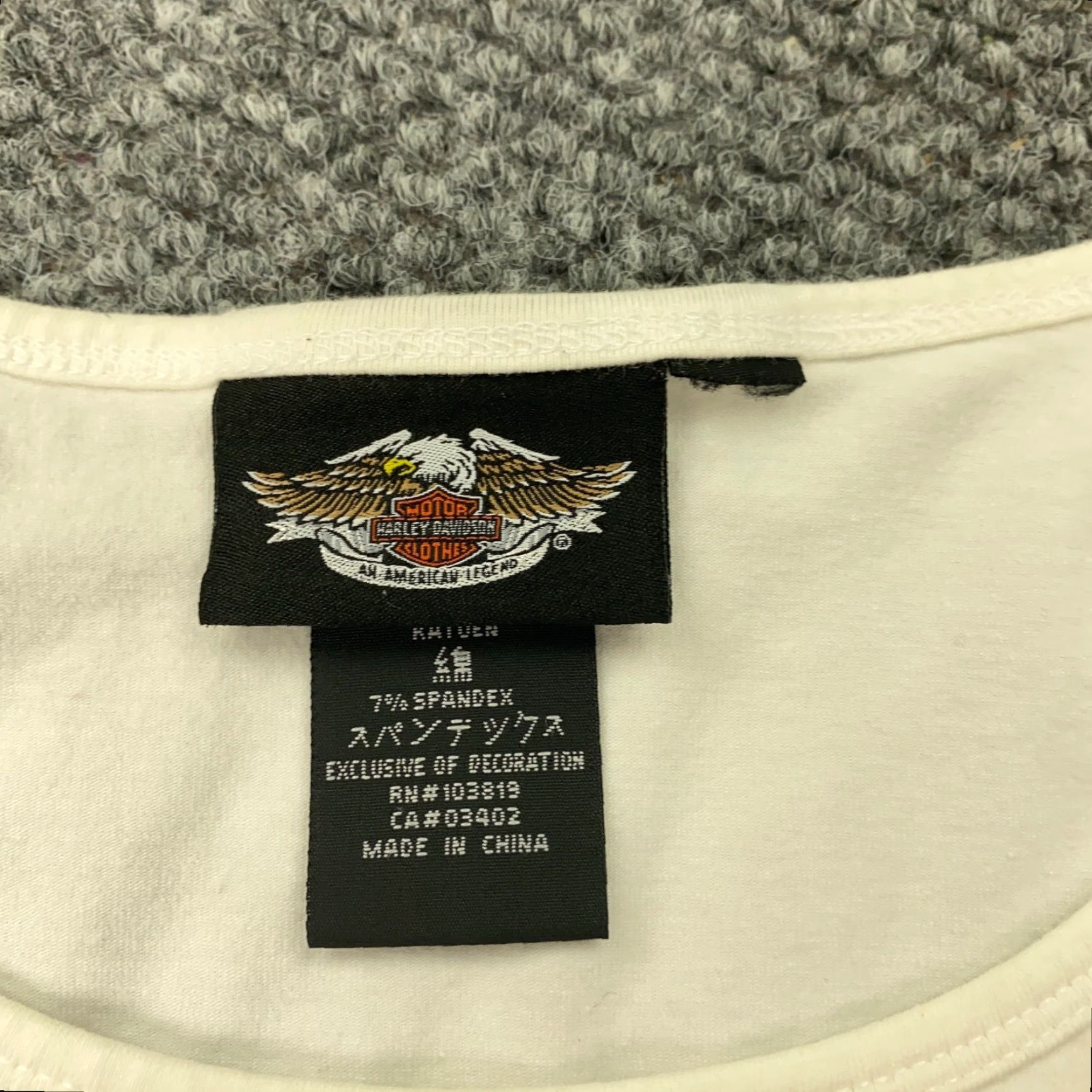 Harley Davidson Harley-Davidson Shirt Womens Large White Rhinestone Embellished Stretch Crew Neck Cap Sleeve T-Shirt Casual Size L / US 10 / IT 46 - 3 Thumbnail