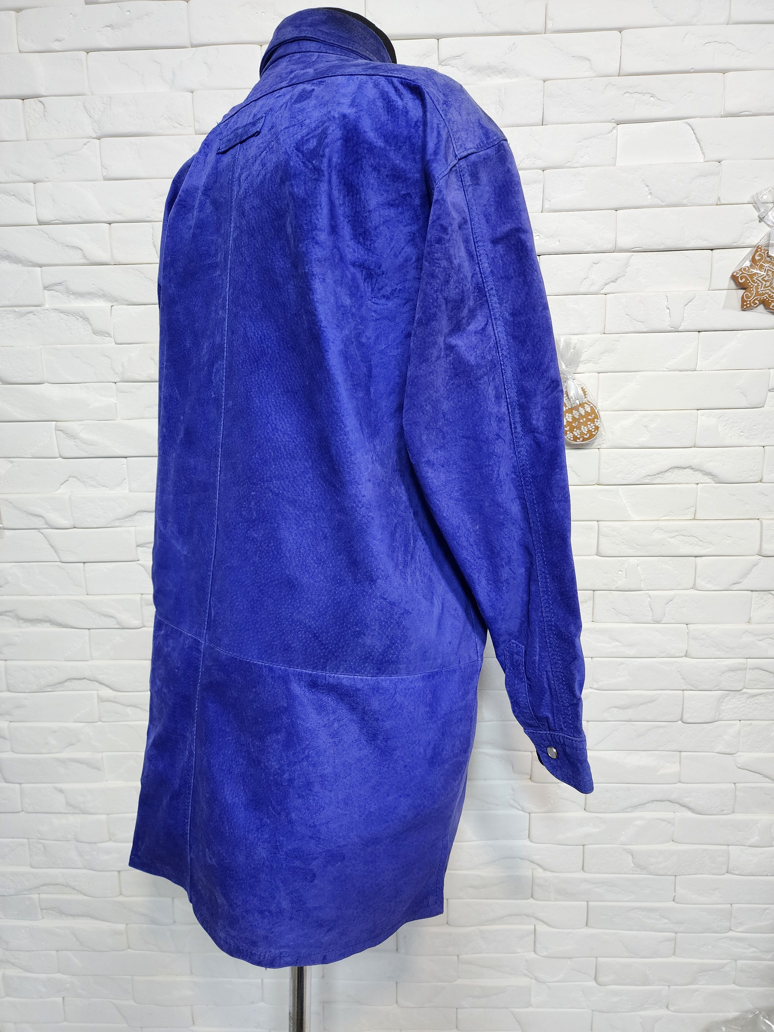 Genuine Leather Blue Suede Leather Shirt: Women's Metal Snaps Jacket Size XL / US 12-14 / IT 48-50 - 5 Thumbnail