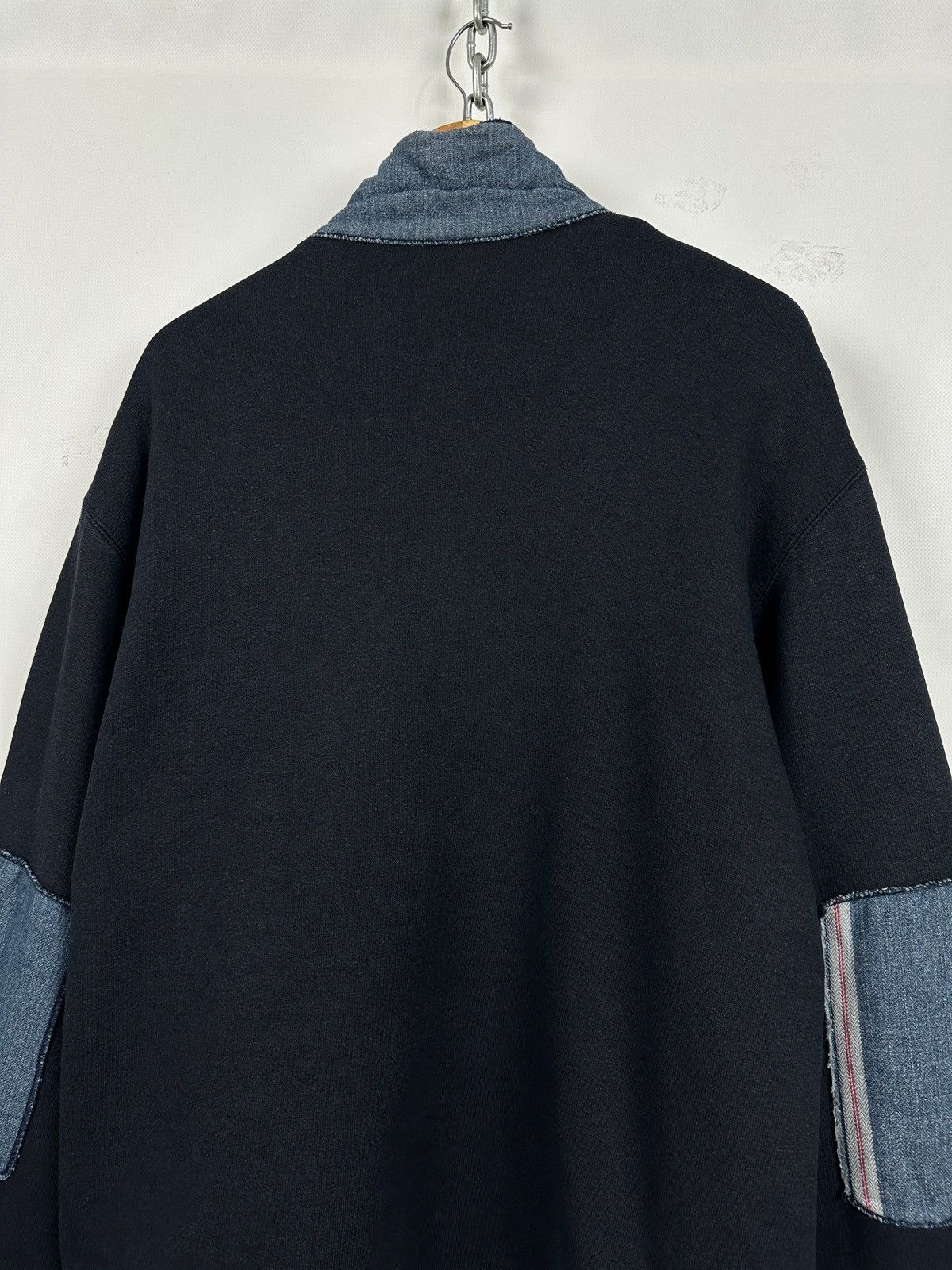 Armani 90s Vintage Armani Jeans Patchwork Hemp/Cotton Navy Jacket Size US XL / EU 56 / 4 - 15 Thumbnail
