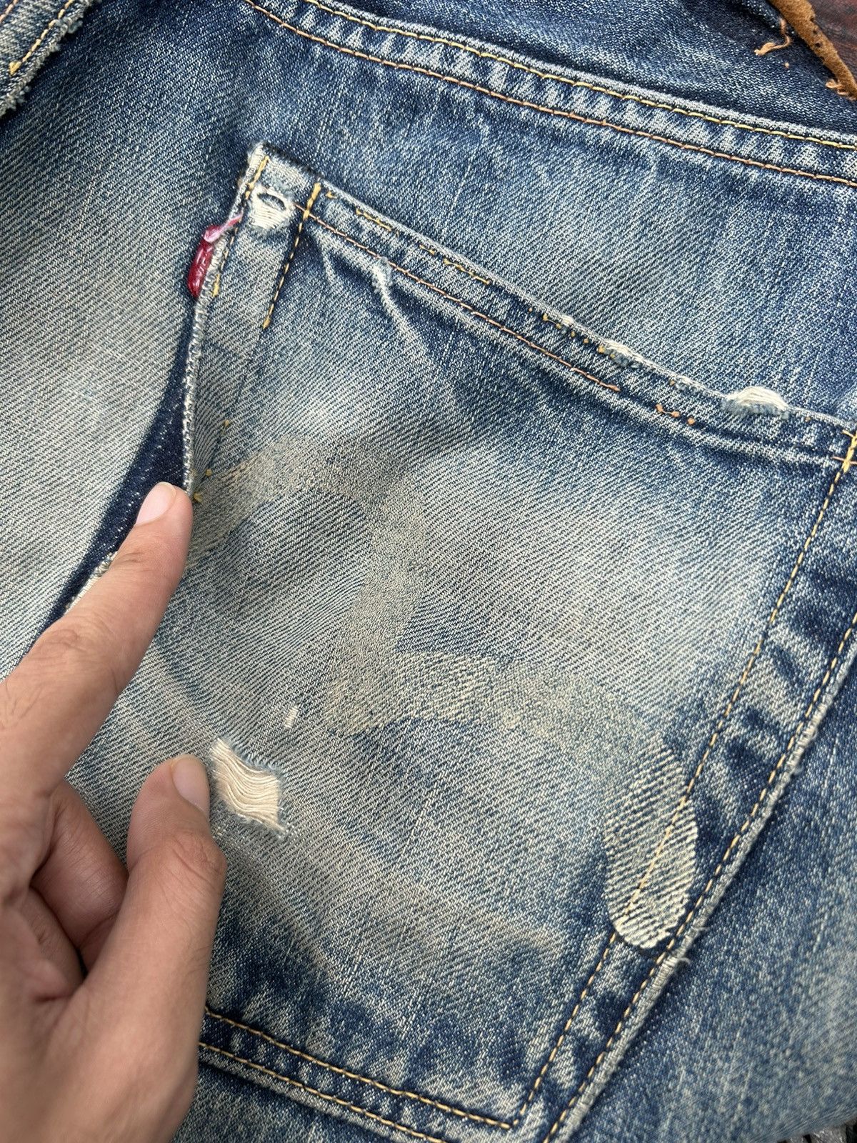 Kapital Thrashed Vintage Evisu Selvedge Japanese Brand Denim Jeans 🎌 Size US 30 / EU 46 - 17 Thumbnail