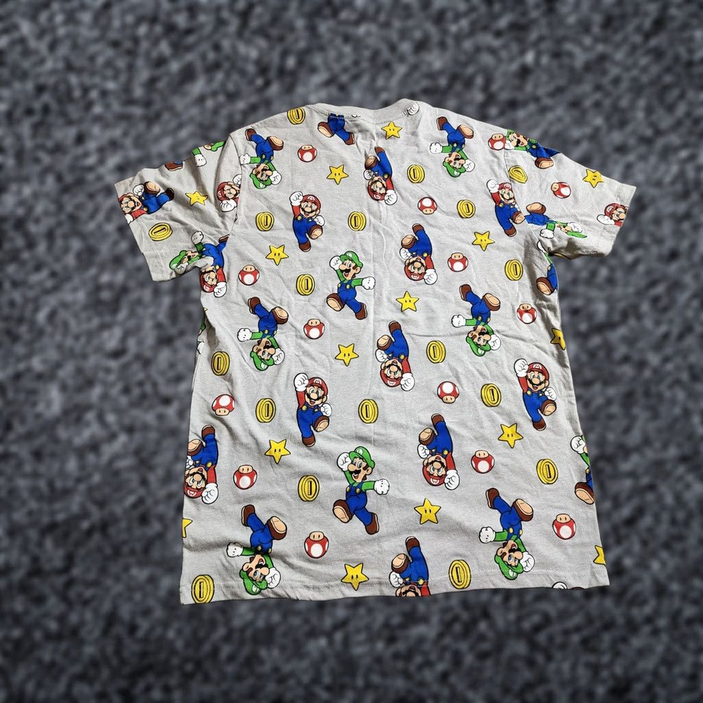 Nintendo Mens L Super Mario Bros. T-Shirt Shirt Crew Neck Short Sleeve Gray Cotton Logo 90s Size US L / EU 52-54 / 3 - 1 Thumbnail