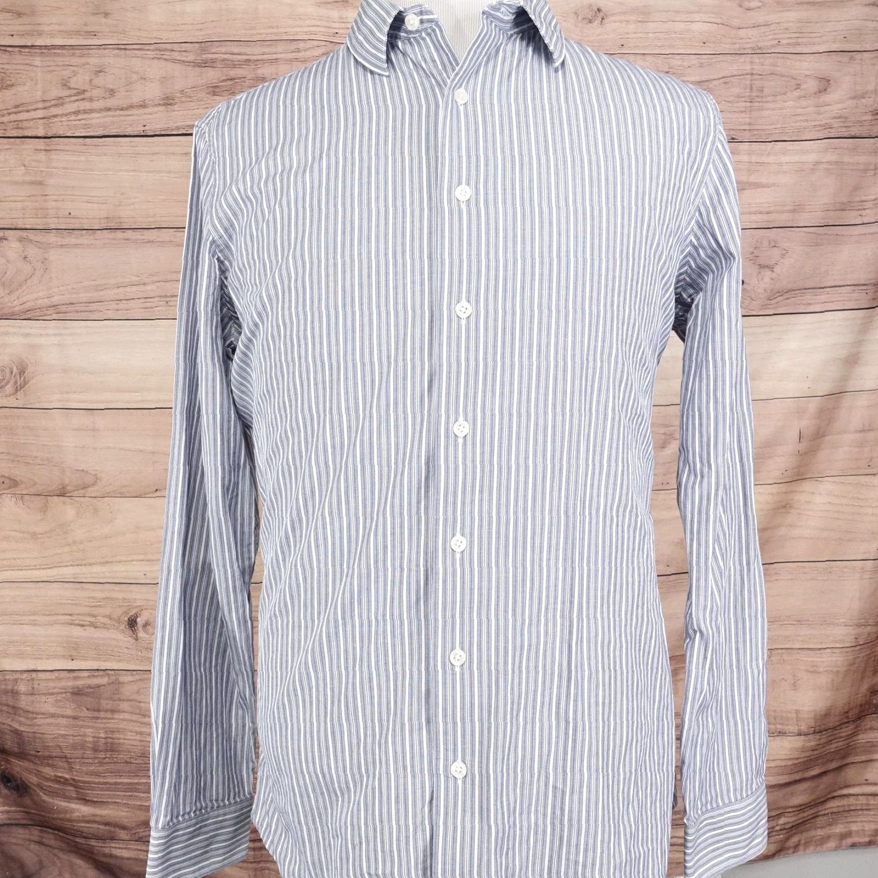 Apt. 9 VINTAGE APT 9 Shirt Mens Big & Tall Large Long Sleeve Cotton Blue White Striped Button-Down Size US L / EU 52-54 / 3 - 3 Thumbnail
