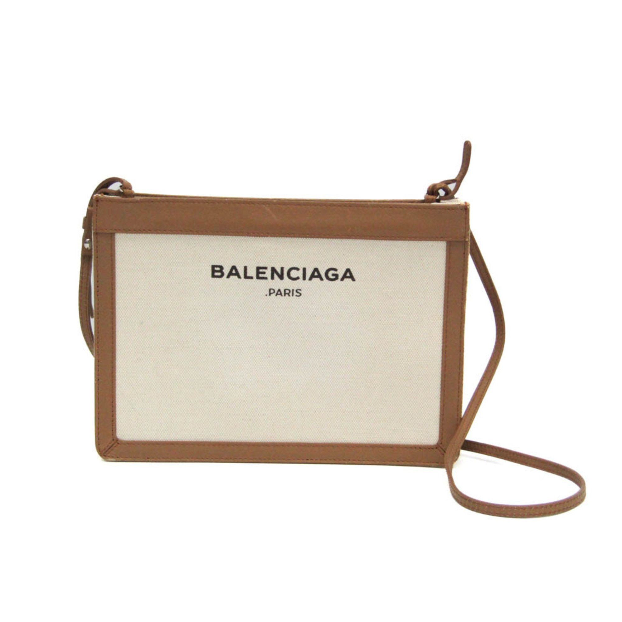 Balenciaga Balenciaga Navy Pochette 339937 Men,Women Canvas,Leather Shoulder Bag Beige,Off-white Size ONE SIZE - 1 Thumbnail