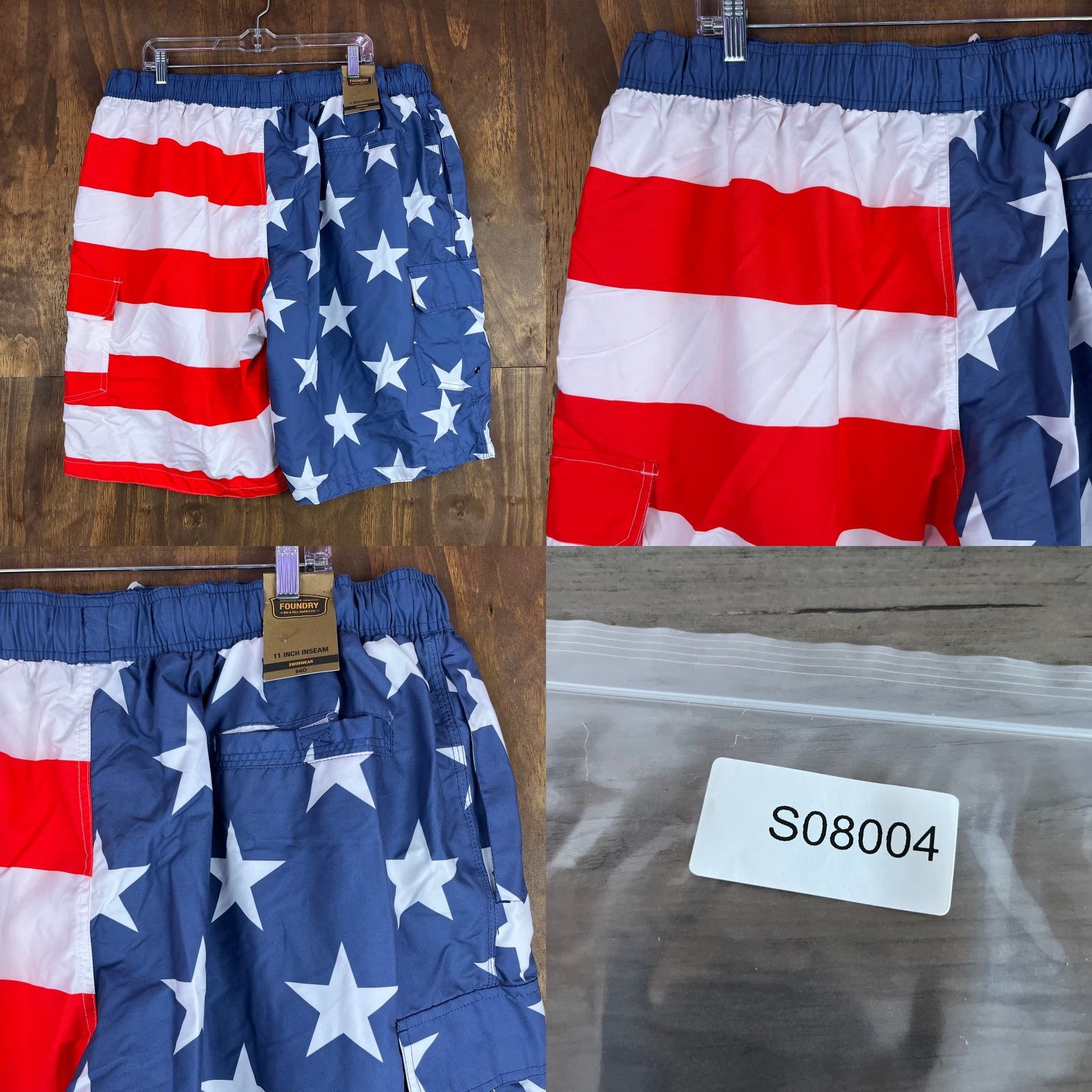 Vintage The Foundry Mens Shorts American Flag USA Patriotic Cargo Swim Board Trunks 2XL Size US 39 - 9 Thumbnail