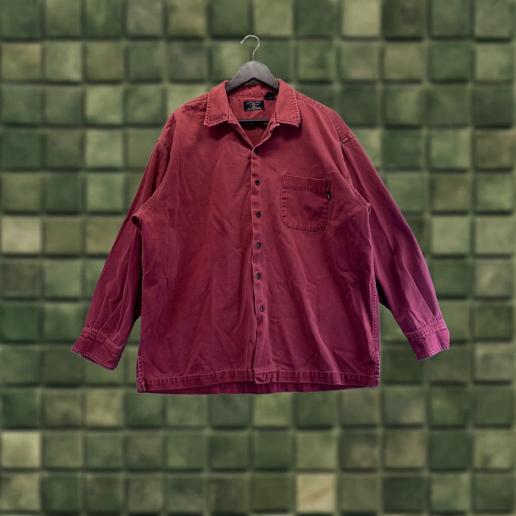 Vintage VINTAGE American Eagle Outfitters Wearhered Red Cotton Button Up Mens L 1980-90s Distressed Size US L / EU 52-54 / 3 - 1 Thumbnail