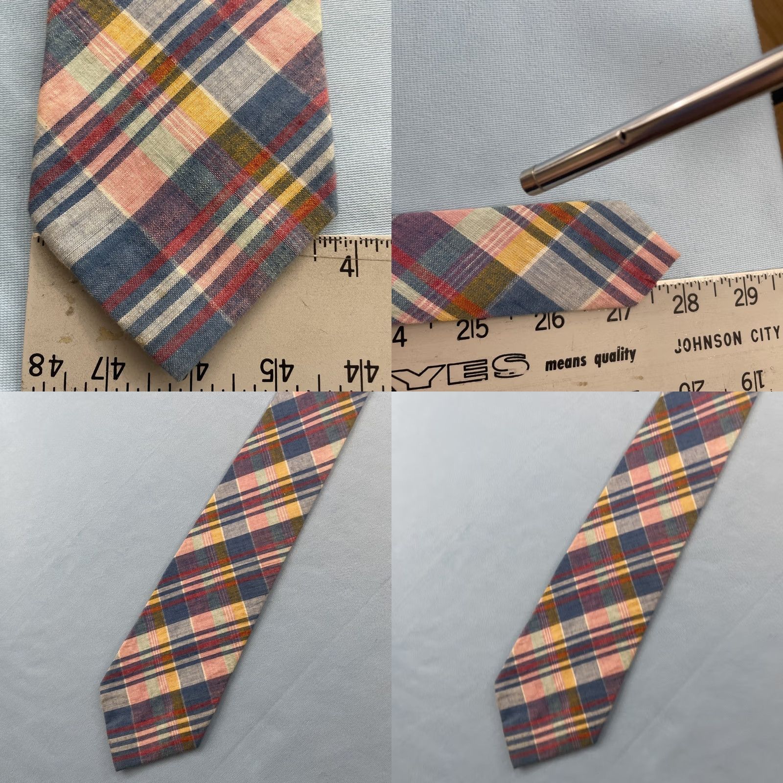 Jos. A. Bank VINTAGE Jos. A Bank Collect Cotton Hand-Made USA Plaid Tie Texture Vtg Necktie 4x58" Cap Size ONE SIZE - 11 Thumbnail