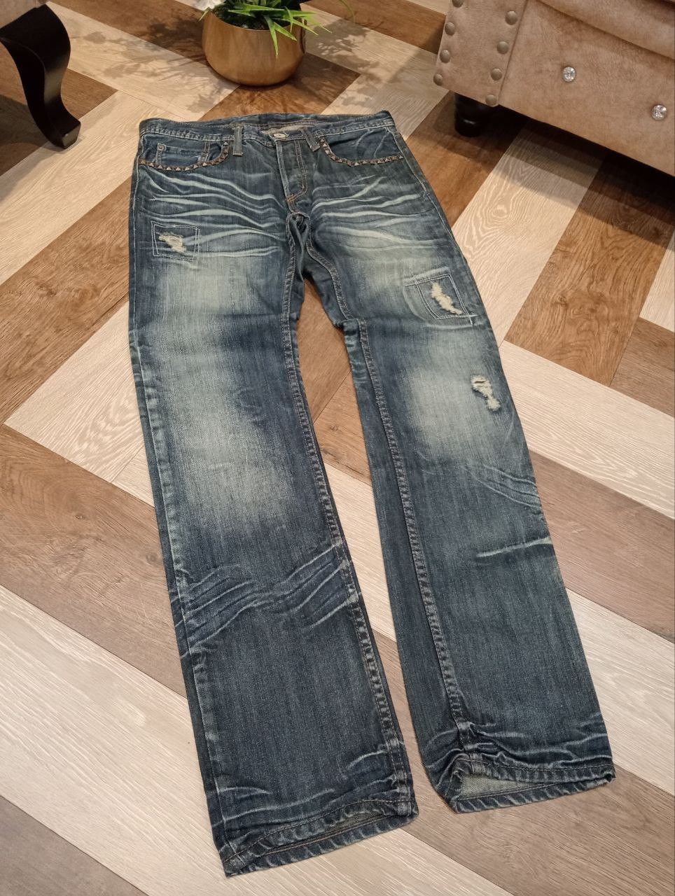 If Six Was Nine JAPANESE EDGE RUPERT BLUE WASHED DENIM PANTS Size US 33 - 3 Thumbnail