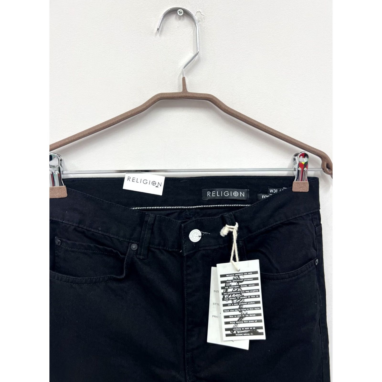 Vintage Religion Jeans Black Super Slim Fit Mens 31x32 Denim Pants Slimming Style Jeans Mens Black 31x32 Size US 31 - 7 Thumbnail