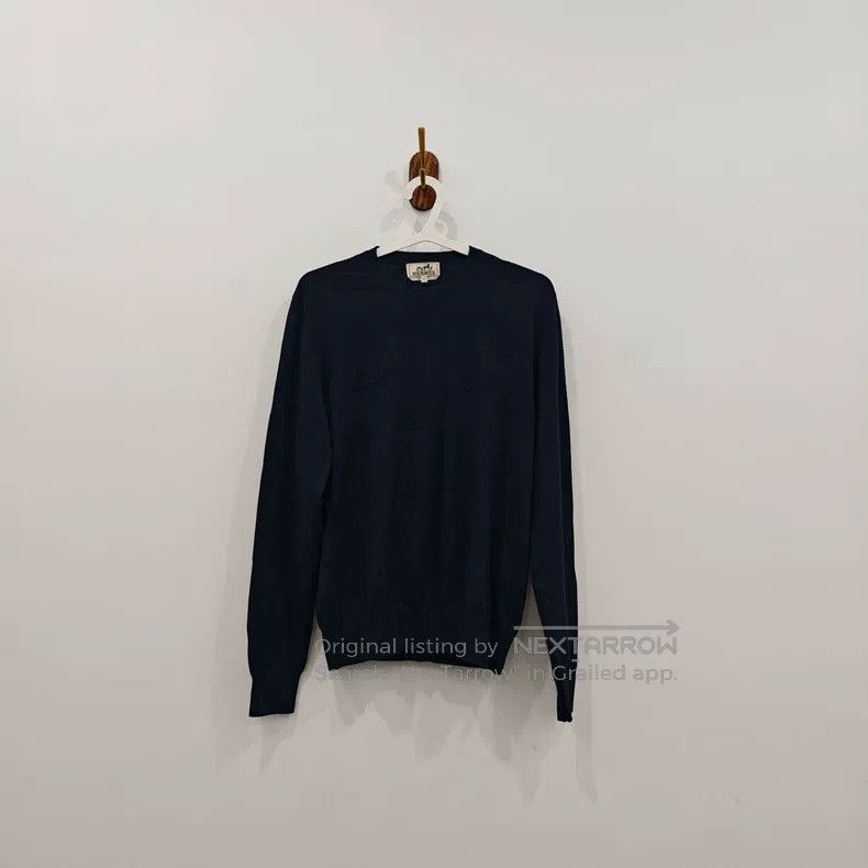 Hermes Hermes Navy Blue Subtle Pattern, Knit Sweater Size US L / EU 52-54 / 3 - 1 Thumbnail