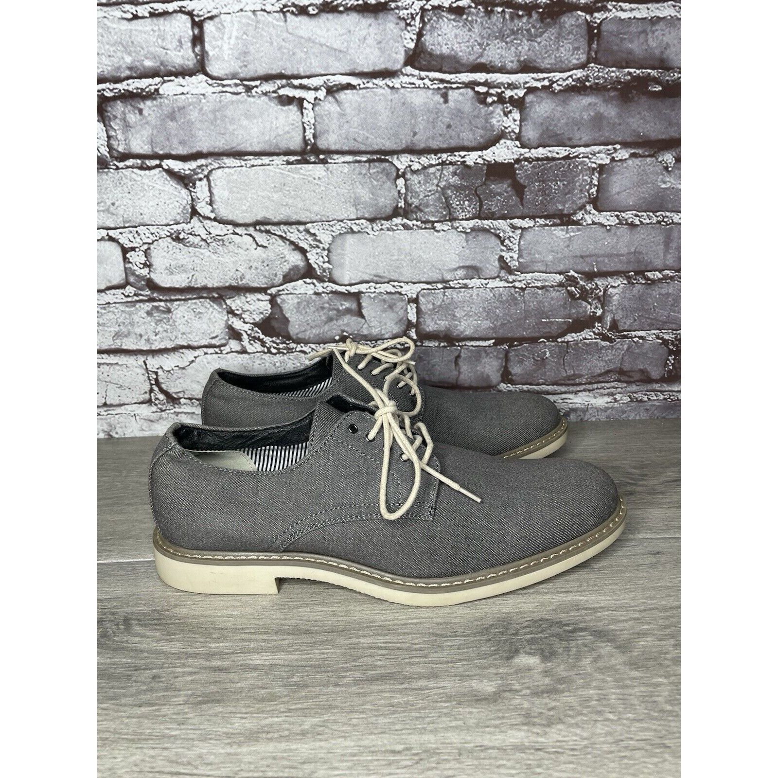 Public Opinion Public Opinion Gray Derby Oxfords Textured Fabric Casual Lac Size US 9.5 / EU 42-43 - 4 Thumbnail