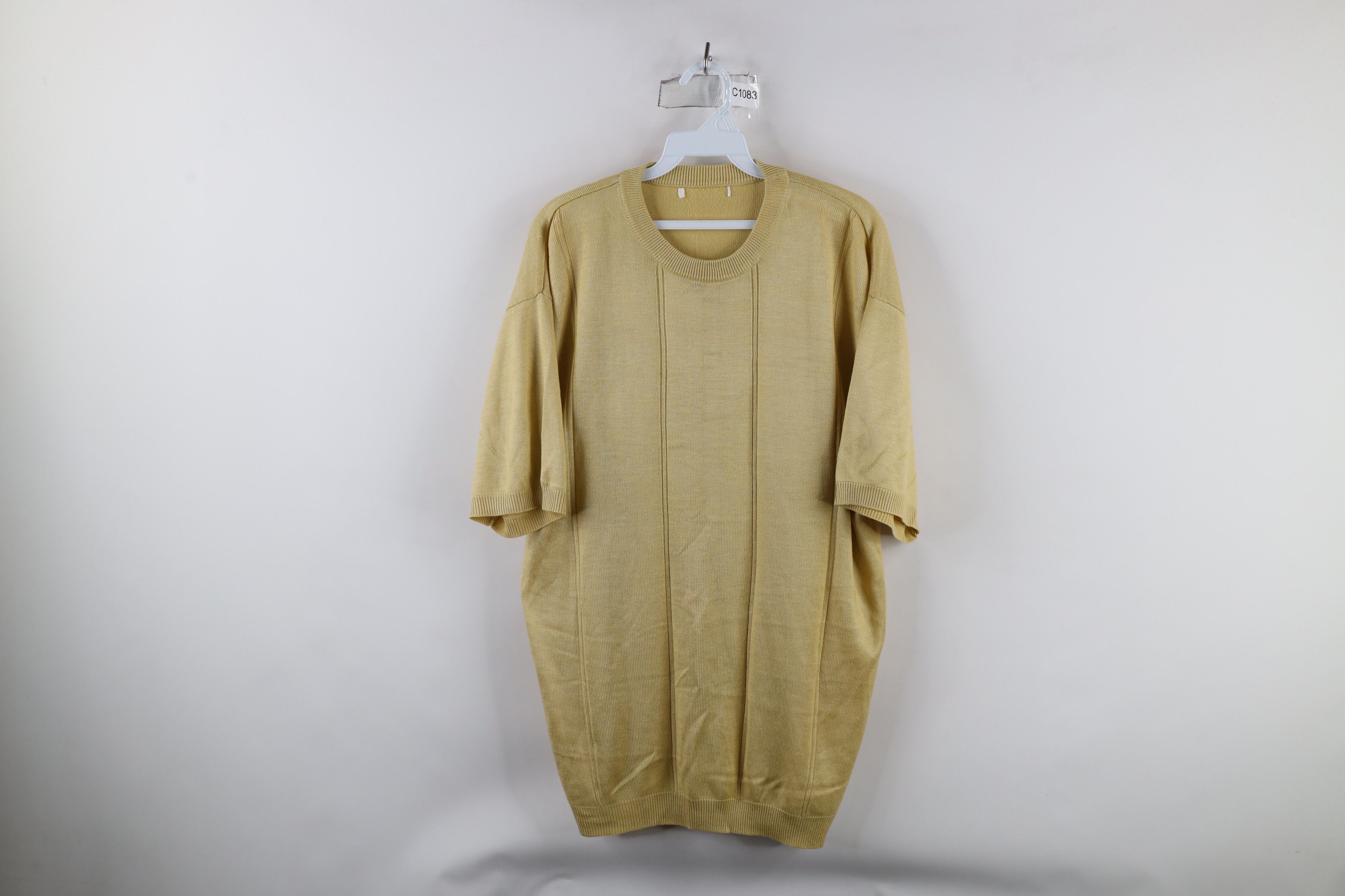 Vintage Vintage 90s Streetwear Knit Short Sleeve Sweater Gold Size US XL / EU 56 / 4 - 1 Thumbnail