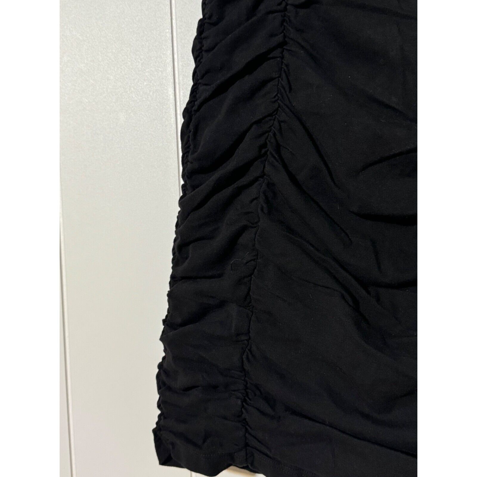 MONROW Monrow Shirred Mini Dress Black Square Neck Fitted NWT Small Size S / US 4 / IT 40 - 5 Thumbnail