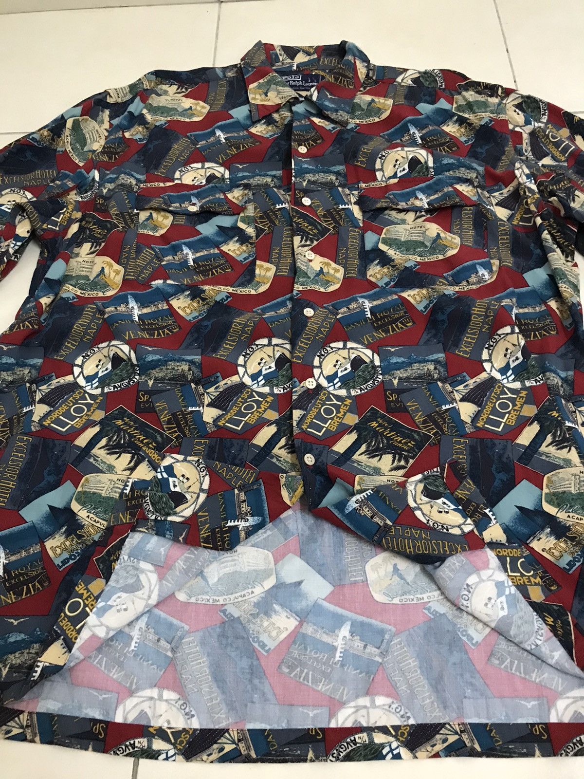 Polo Ralph Lauren × Vintage Vintage Polo Ralph Lauren Overprint All Hawaiian Shirt Rayon Size US L / EU 52-54 / 3 - 7 Thumbnail