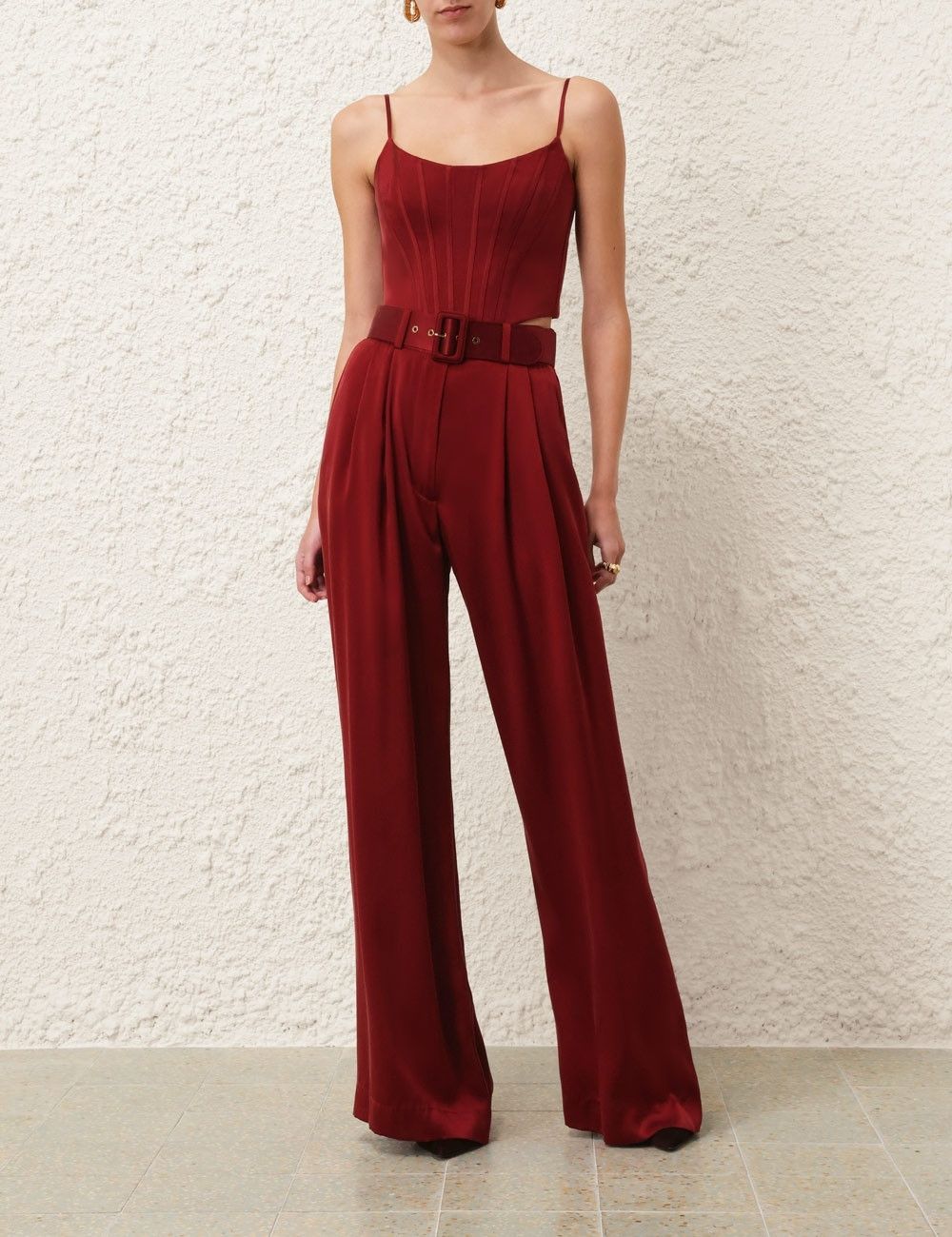 Zimmermann oc11z0825 Silk Corset Top in Burgundy Size S / US 4 / IT 40 - 2 Thumbnail