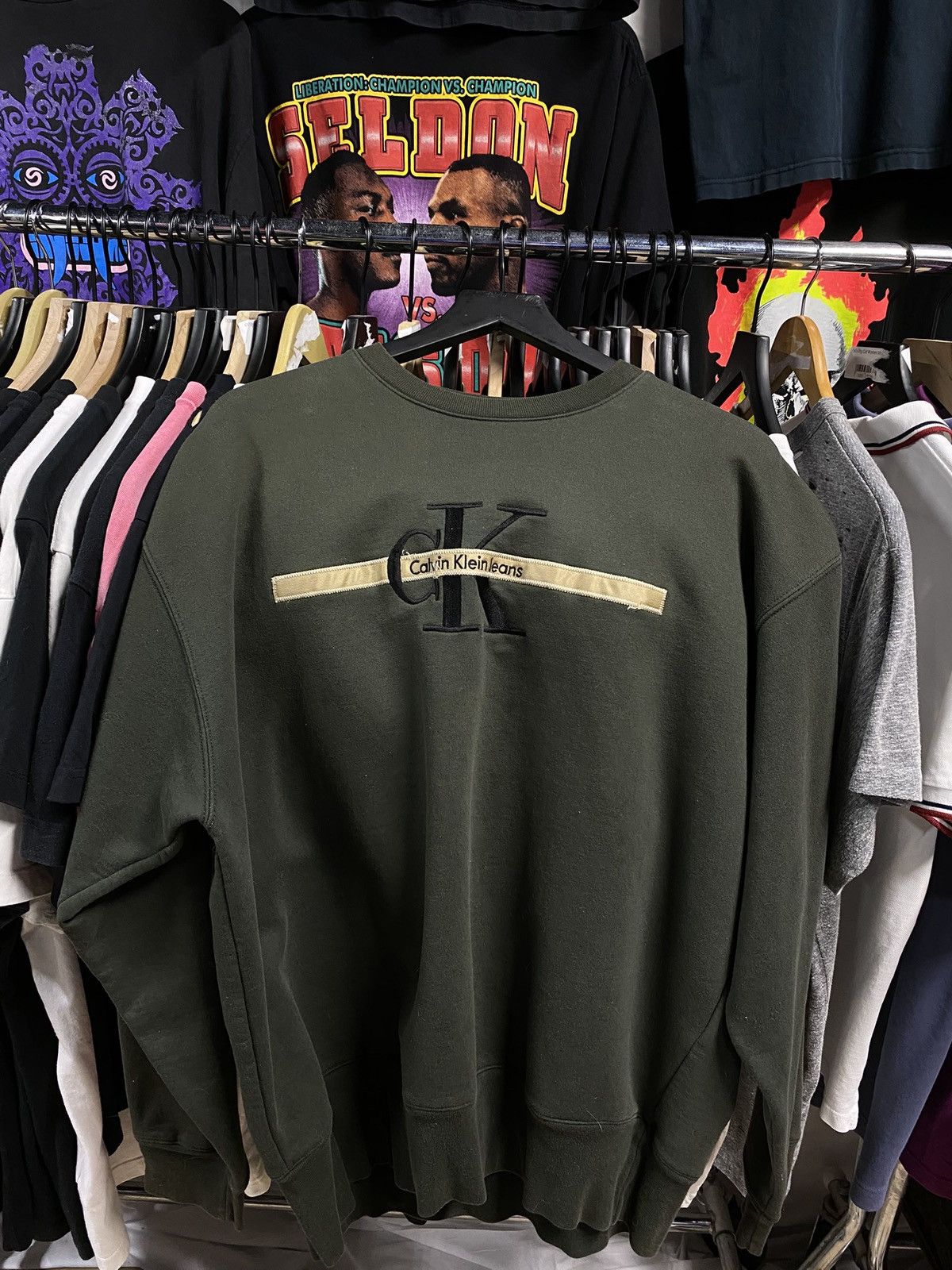 Calvin Klein × Vintage Vintage Calvin Klein Green Mens Crewneck XLarge Size US XL / EU 56 / 4 - 4 Thumbnail