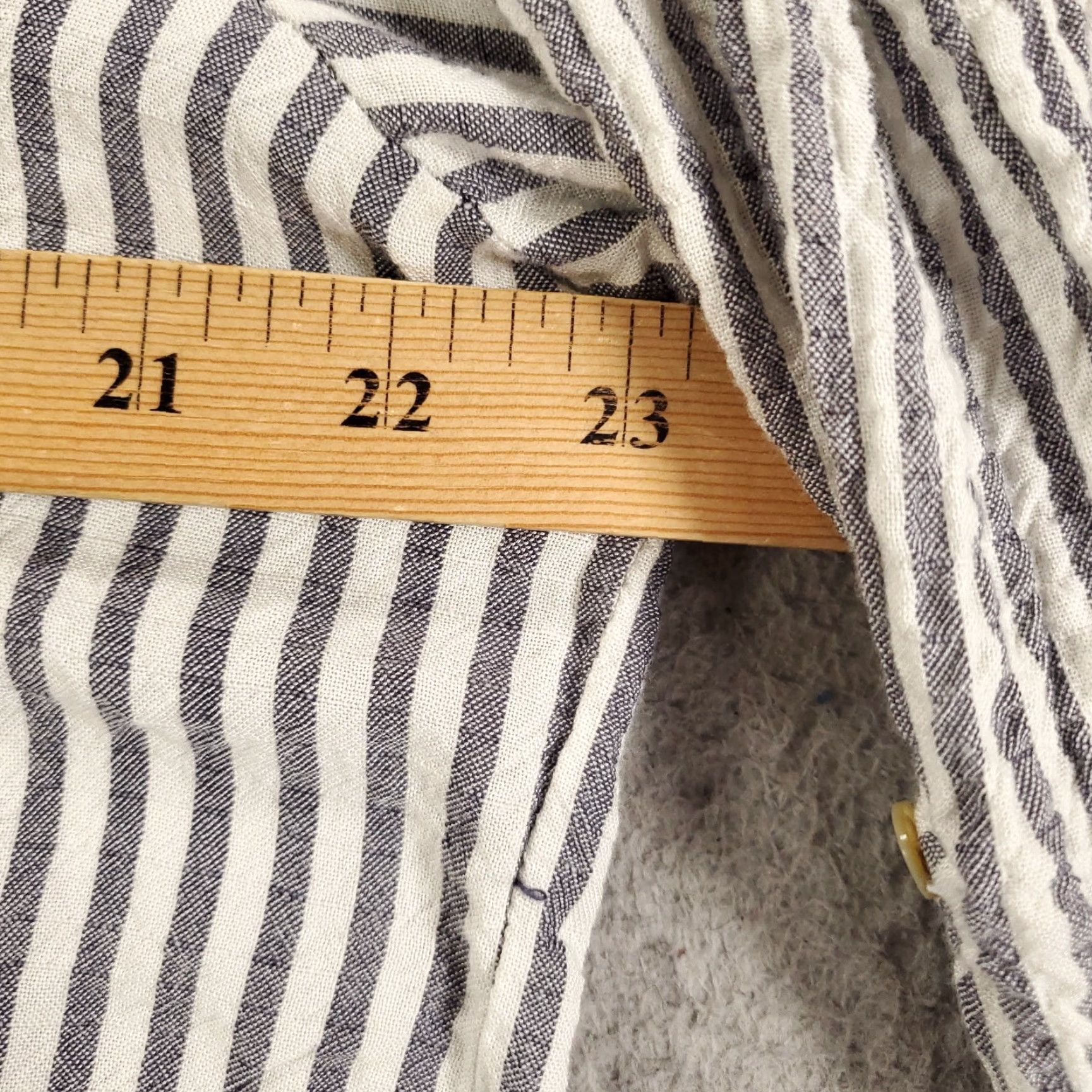 Vintage Jane And Delancey Striped Button-Up Shirt Women's XL Navy White Roll Tab Sleeve Size XL / US 12-14 / IT 48-50 - 4 Thumbnail