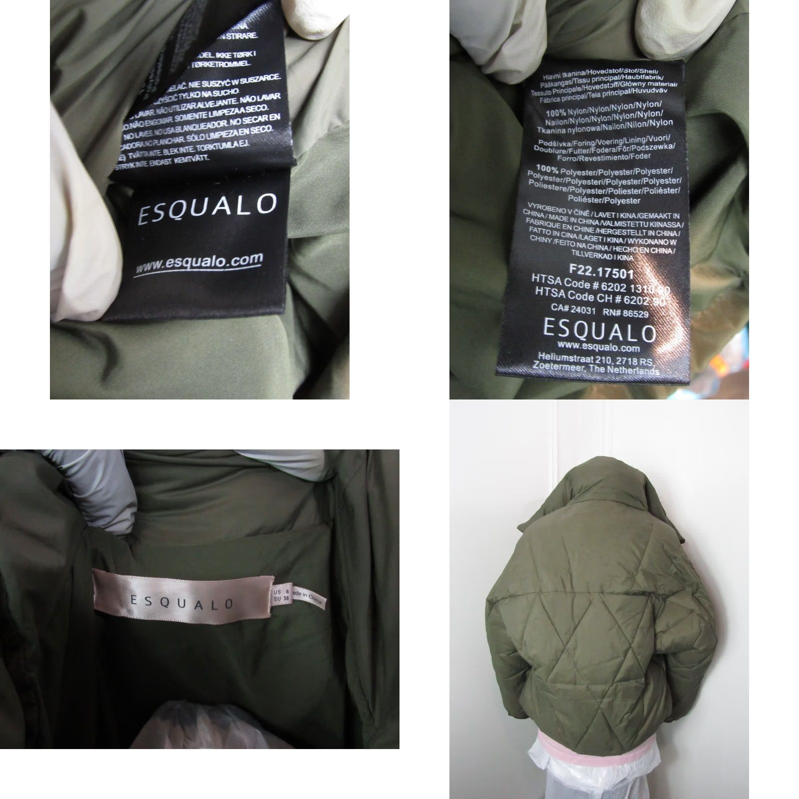 Vintage ESQUALO Military Green Puffer Jacket Snap Button Womens Size 6 Size M / US 6-8 / IT 42-44 - 8 Thumbnail