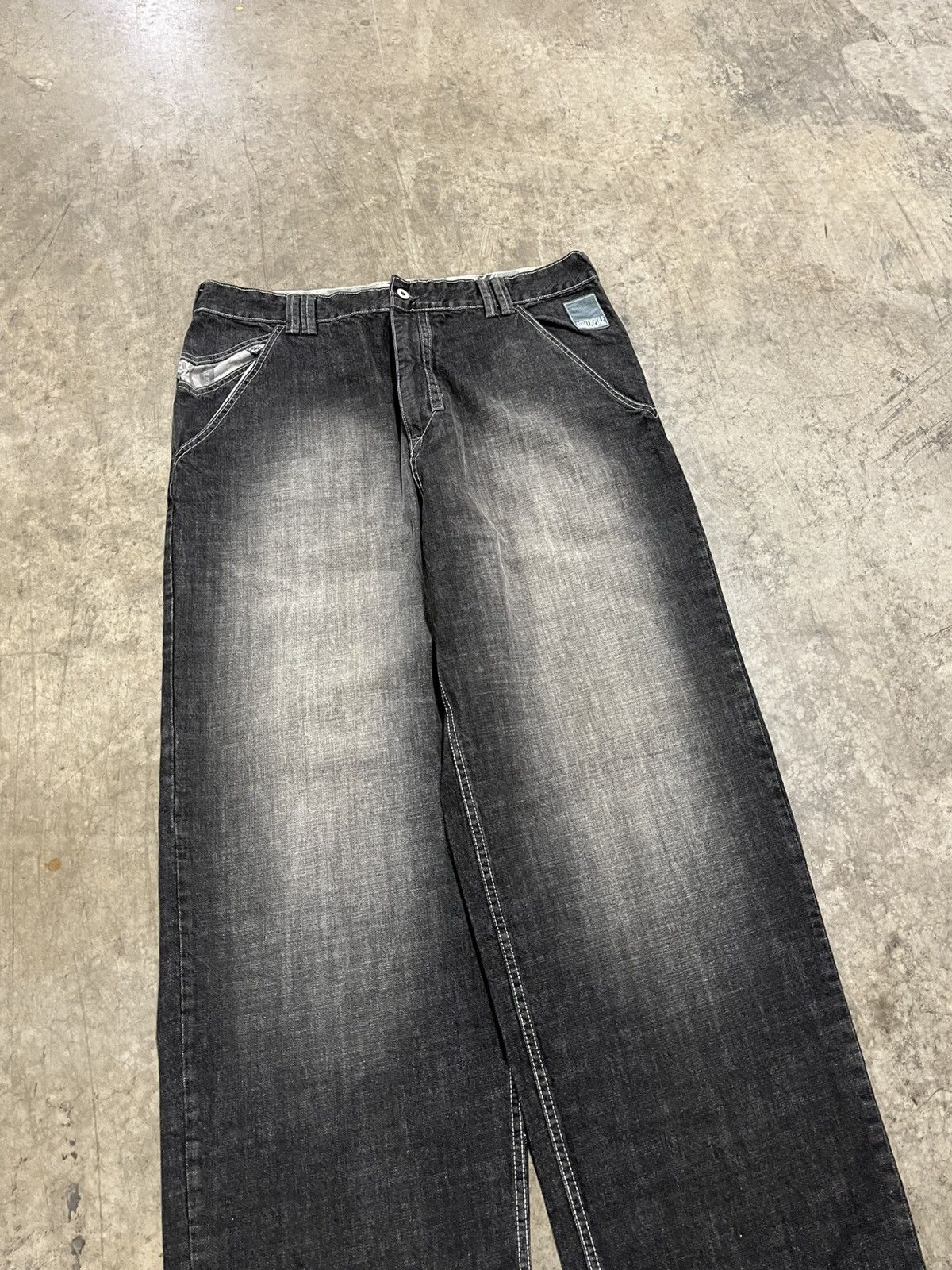 Southpole × Vintage Southpole black baggy fit wide leg faded denim opium skater Size US 40 / EU 56 - 7 Thumbnail