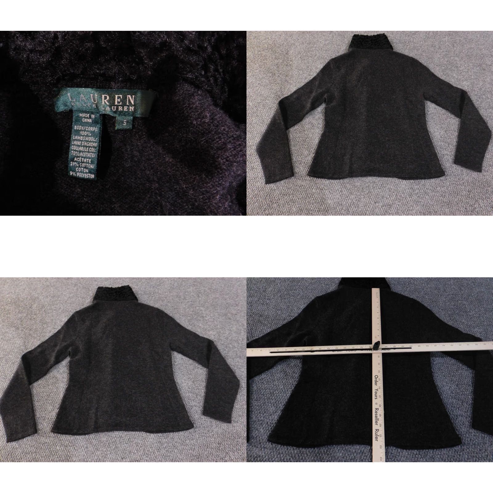 Ralph Lauren Lauren Ralph Lauren Jacket Womens Small Charcoal Gray Wool Blend Button Up Peaco Size S / US 4 / IT 40 - 8 Thumbnail