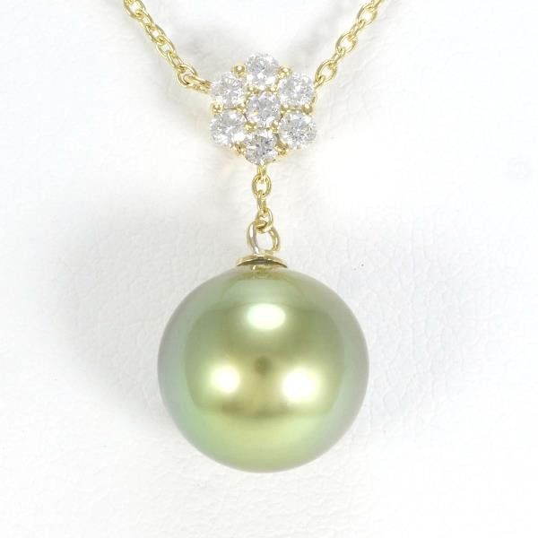 Other Other K18 Yellow Gold Pearl Diamond Necklace Metal Necklace in Excellent Condition Size ONE SIZE - 1 Thumbnail