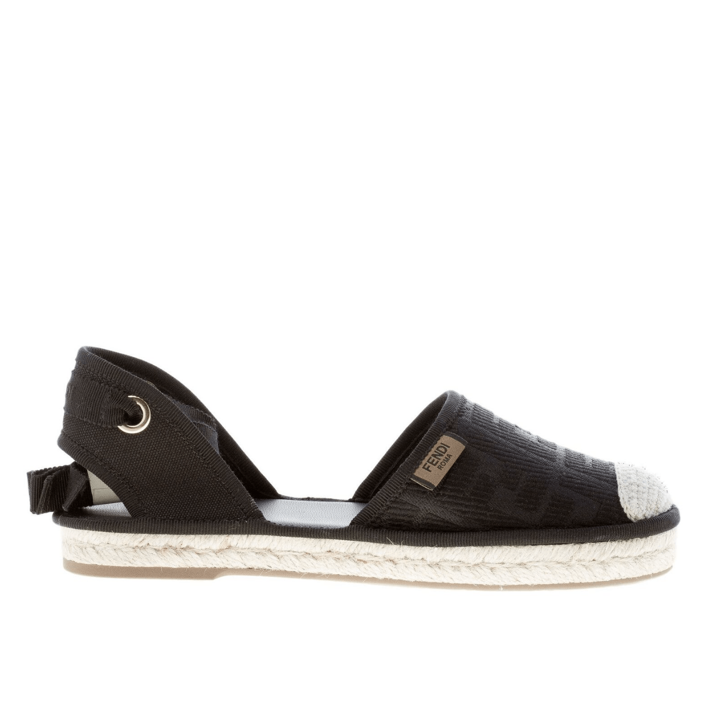 image of Fendi Black Canvas Espadrilles Ff Motif Shoes, Women's (Size 7.5)