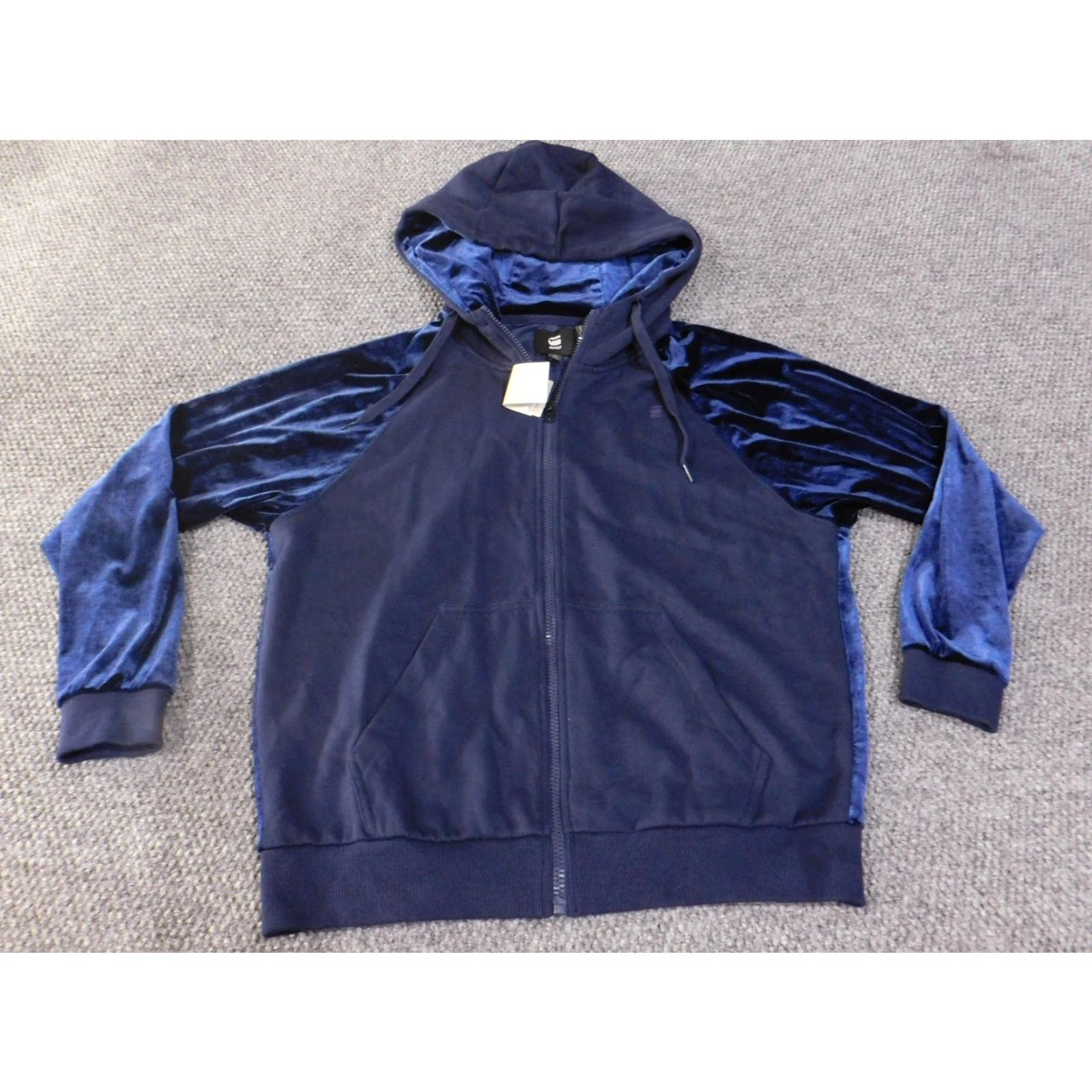 Vintage G-Star RAW Hoodie Womens Large Sarho Blue Kikko Zip Sweat Sherland Velvet Jacket Size L / US 10 / IT 46 - 4 Thumbnail