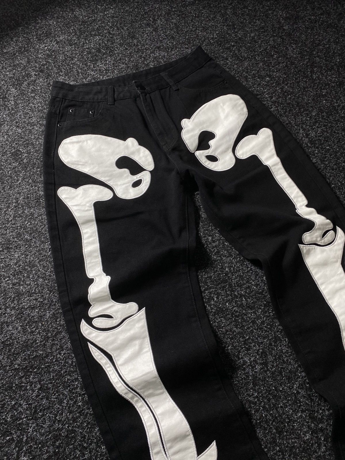 Japanese Brand × Vintage Vintage 90s Skeleton Y2K Sk8 Denim Size 31" - 5 Thumbnail